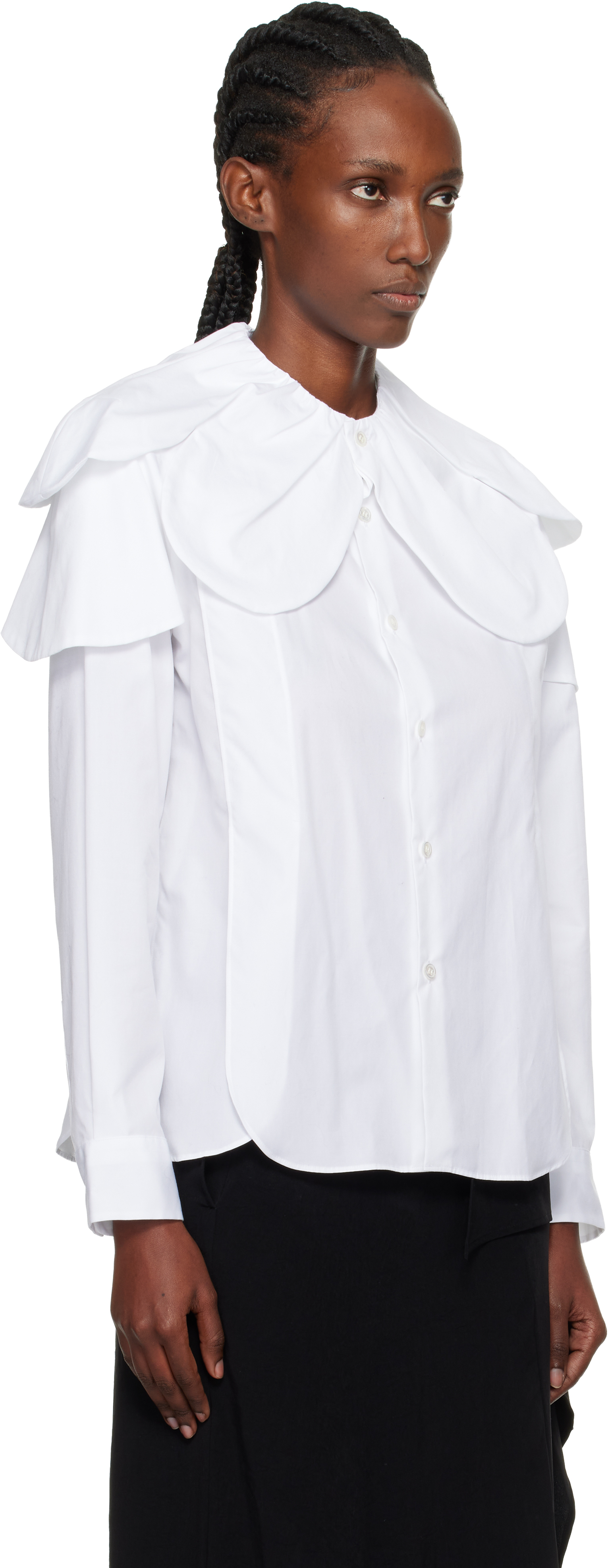 Noir Kei Ninomiya White Flower Collar Shirt In White