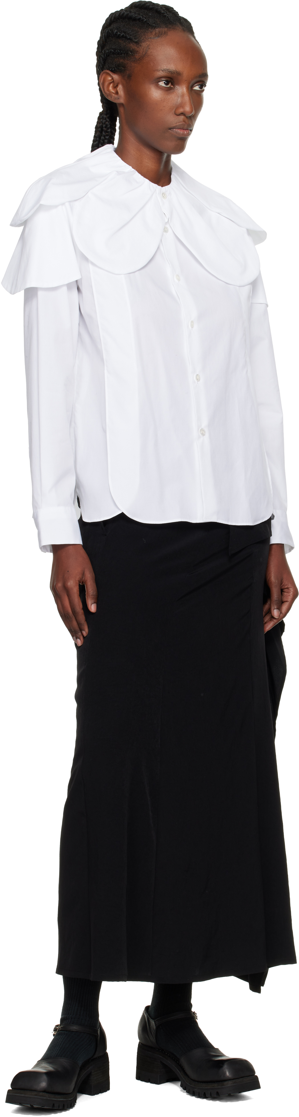 Noir Kei Ninomiya White Flower Collar Shirt In White