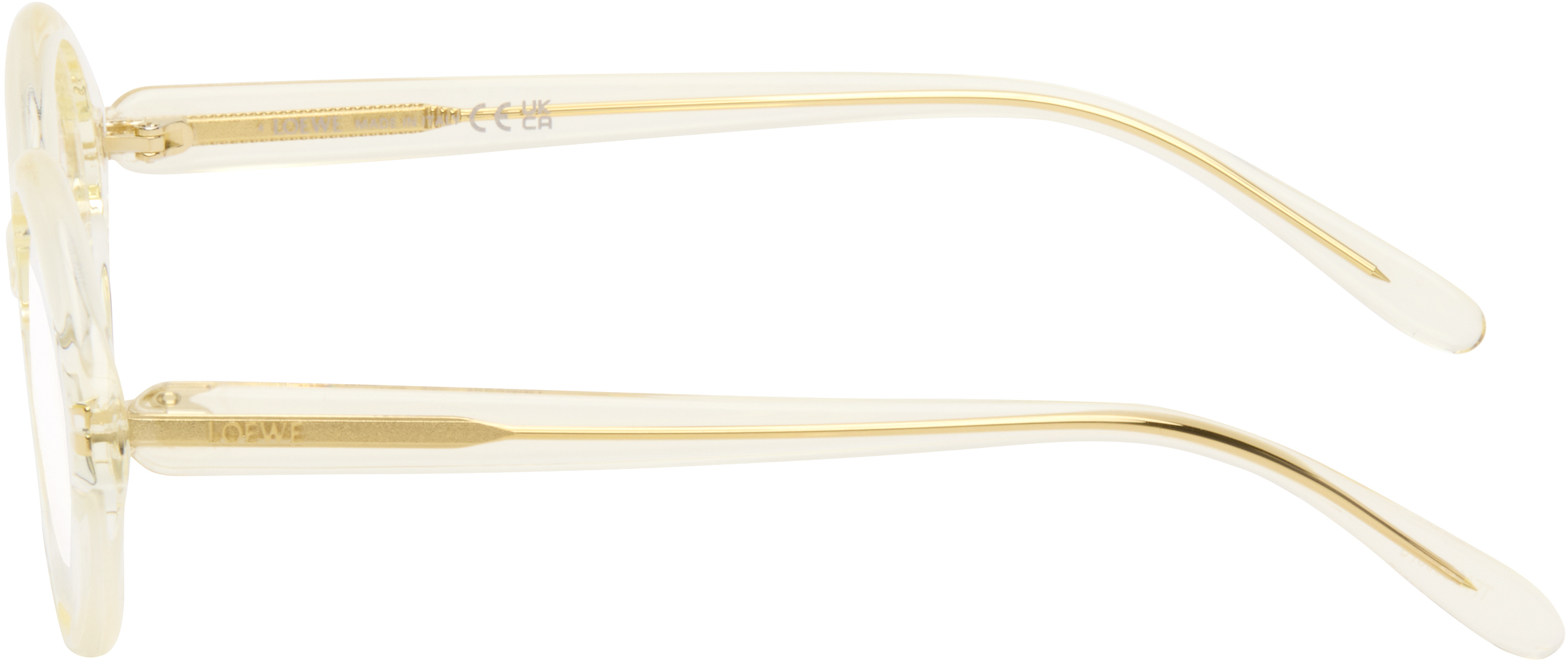 Loewe Beige Slim Round Glasses In White