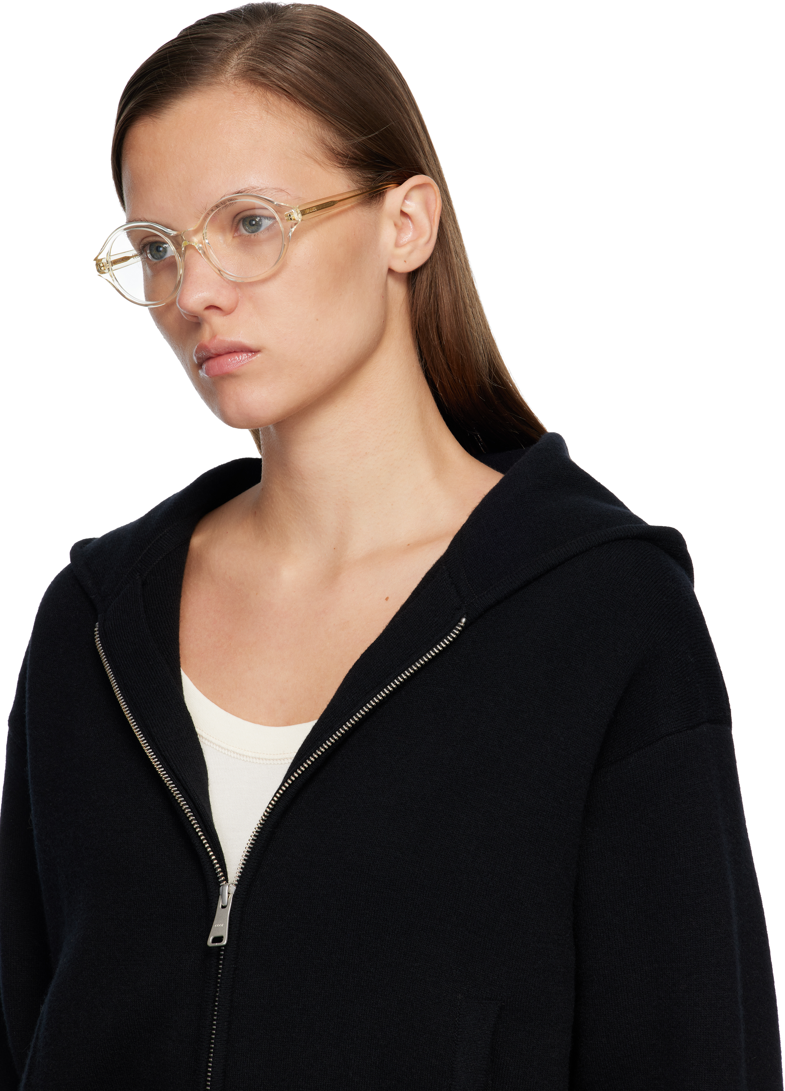 Loewe Beige Slim Round Glasses In White