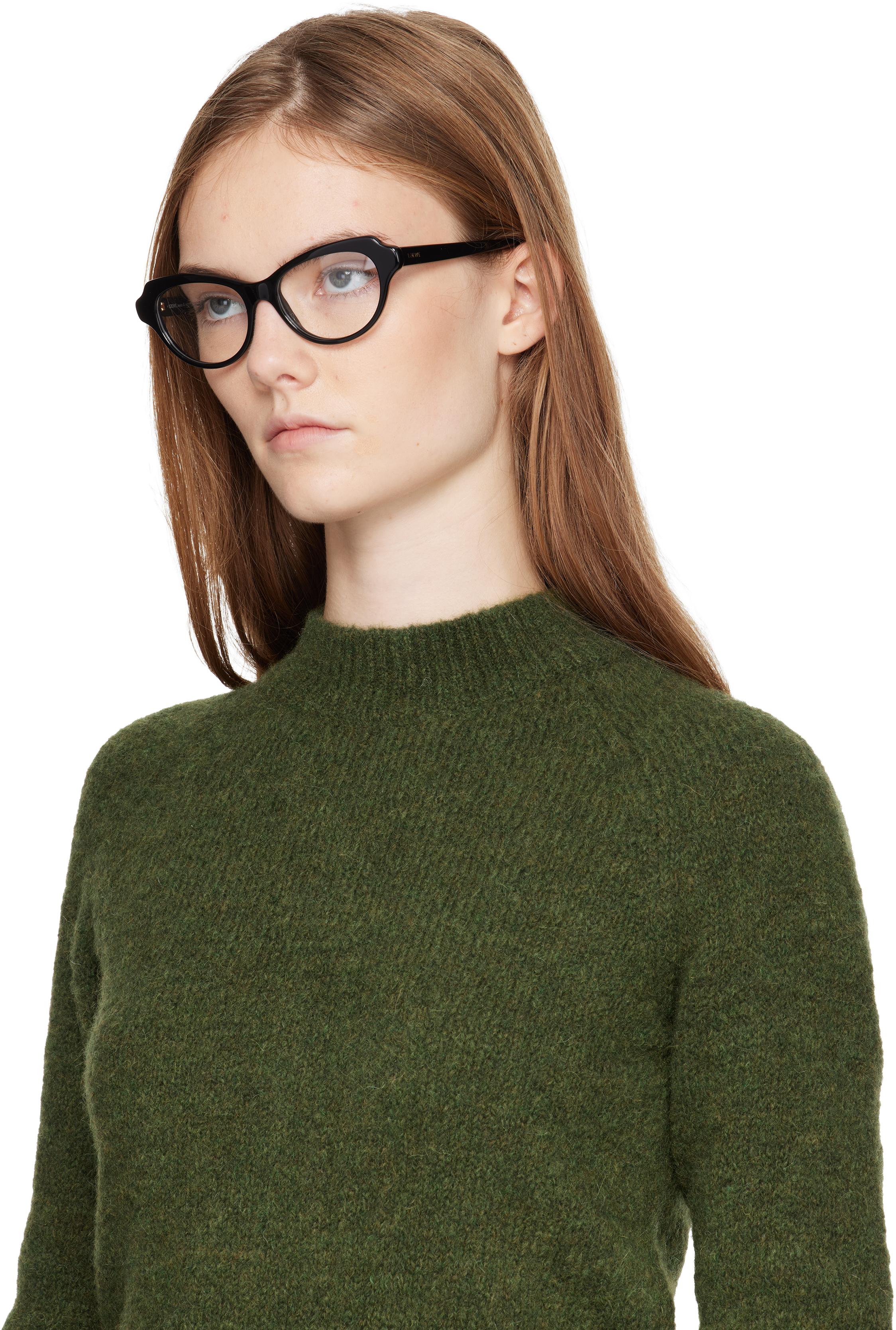 Loewe Black Slim Cat-eye Glasses In Black