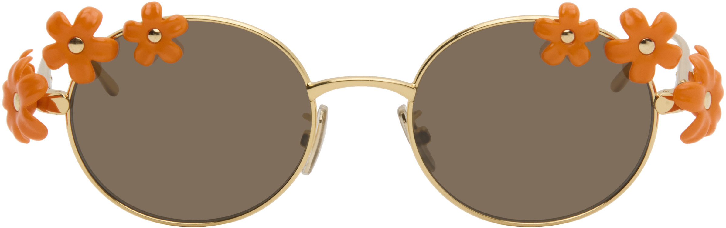 Loewe Gold & Orange Paula's Ibiza Daisy Field Sunglasses In Gold