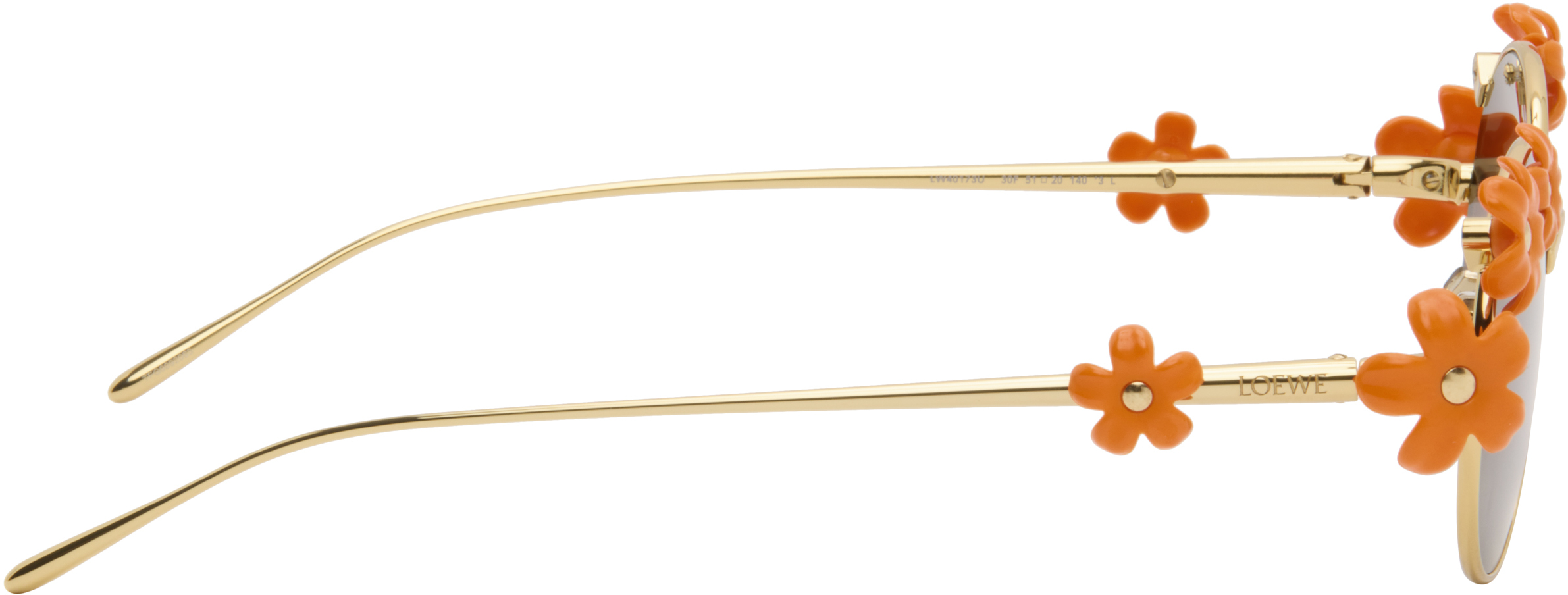 Loewe Gold & Orange Paula's Ibiza Daisy Field Sunglasses In Gold