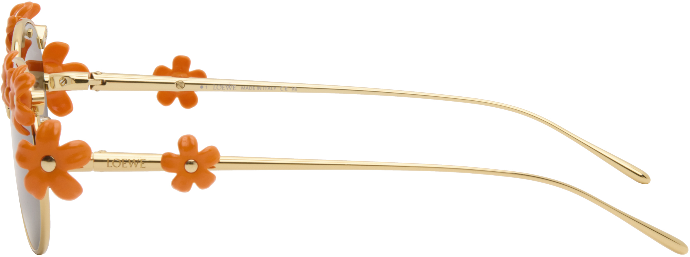 Loewe Gold & Orange Paula's Ibiza Daisy Field Sunglasses In Gold