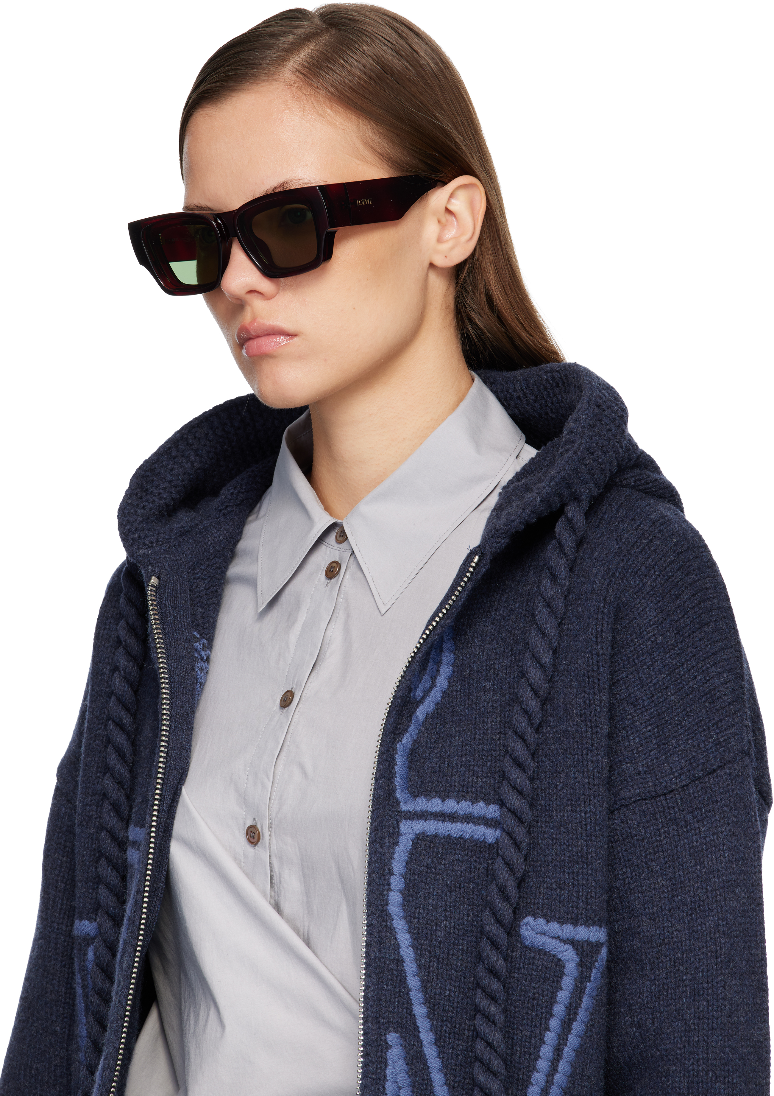 Loewe Brown Paula's Ibiza Goggle Rectangle Sunglasses In Brown