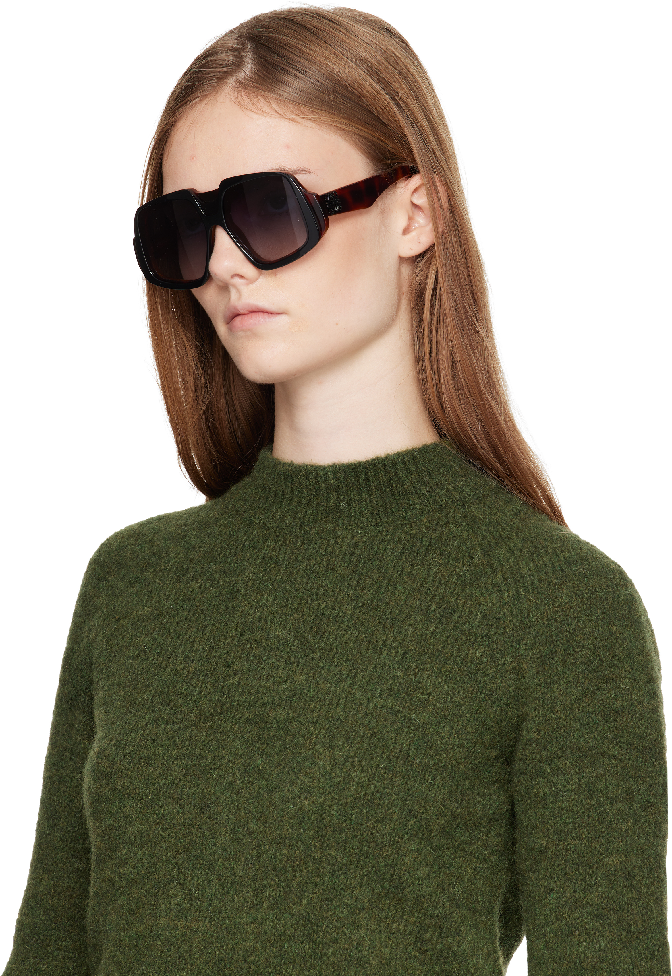 Loewe Anagram Oversized Aviator-style Tortoiseshell Acetate Sunglasses In Brown