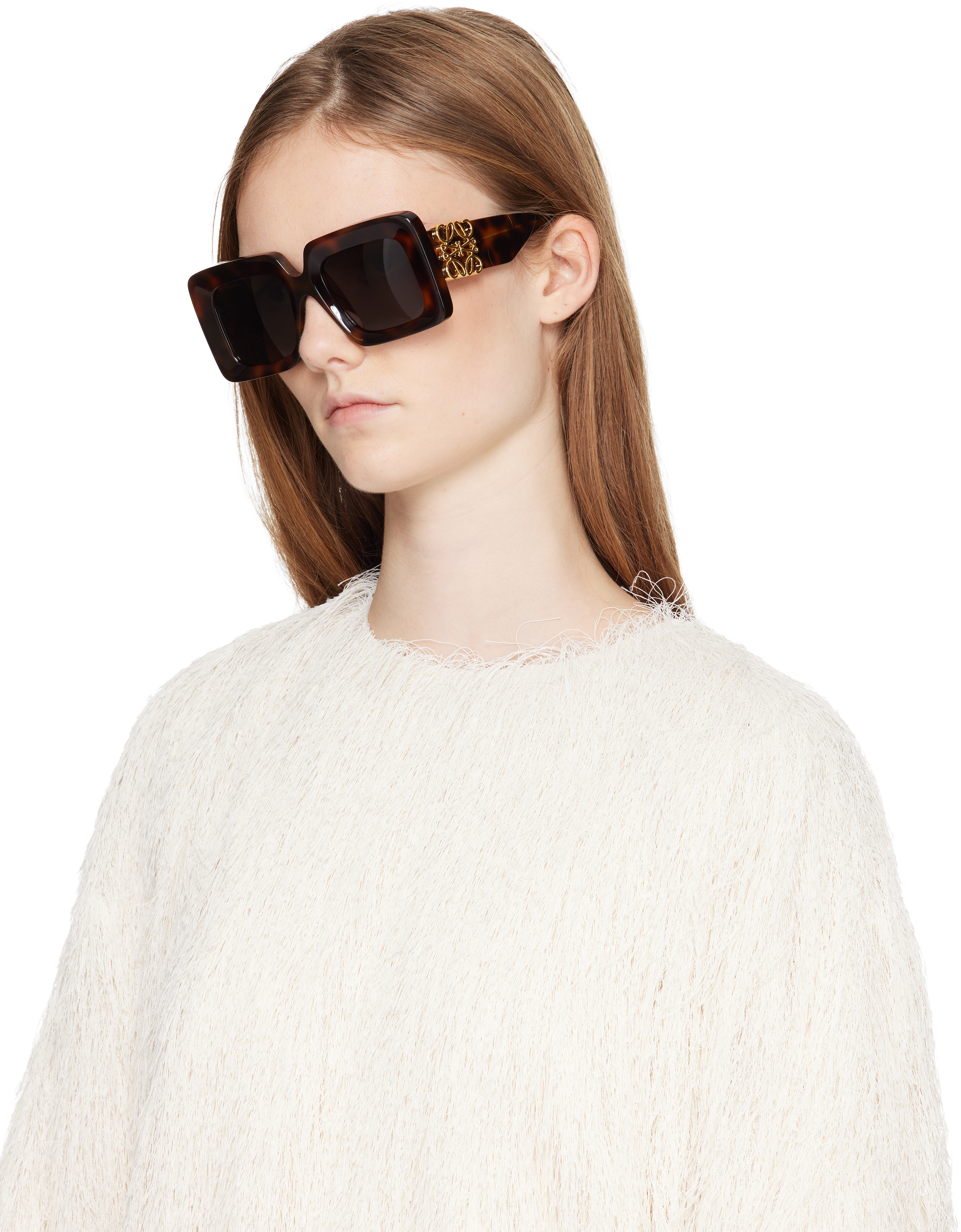 Loewe Anagram Oversized Square-frame Tortoiseshell Acetate Sunglasses In Brown