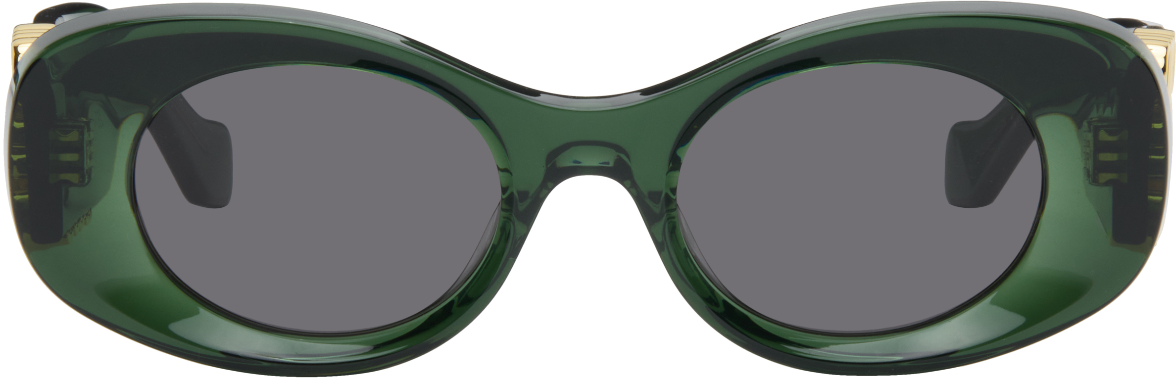 Loewe Green Beveled Oval Maxi Anagram Sunglasses