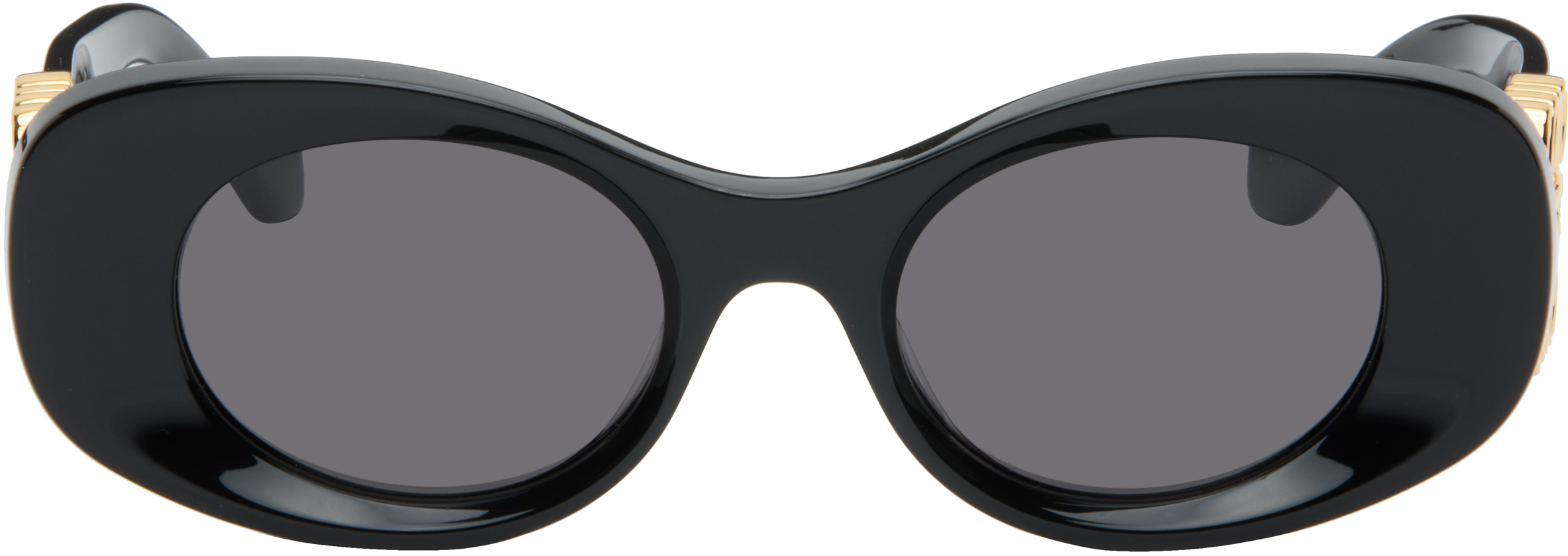 Loewe Black Beveled Oval Maxi Anagram Sunglasses