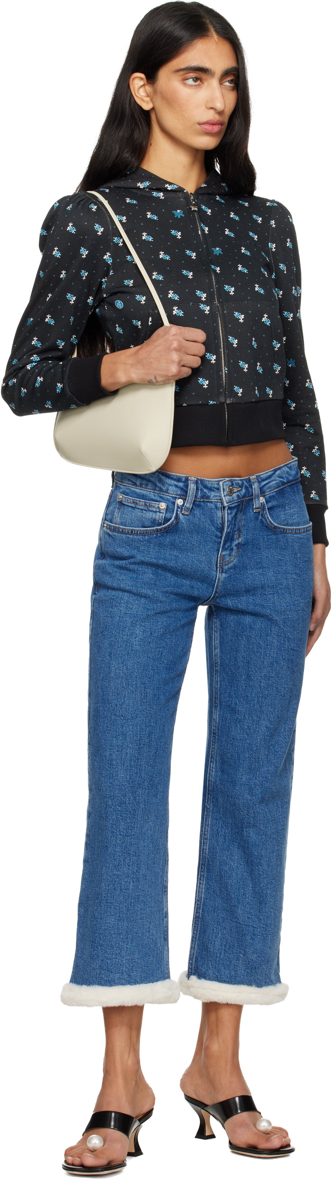 Sandy Liang Blue Moni Jeans In Animal Print