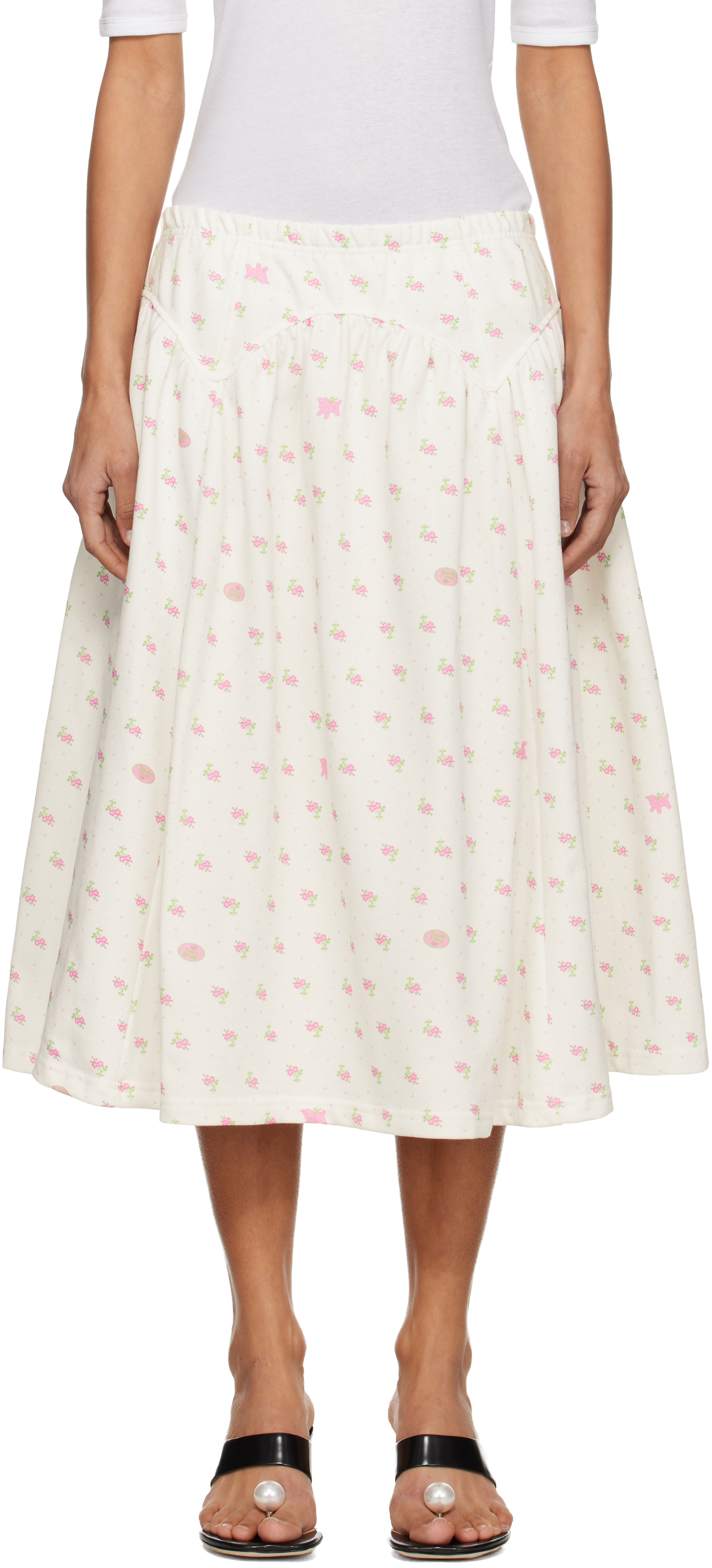 Sandy Liang White Houston Midi Skirt In White