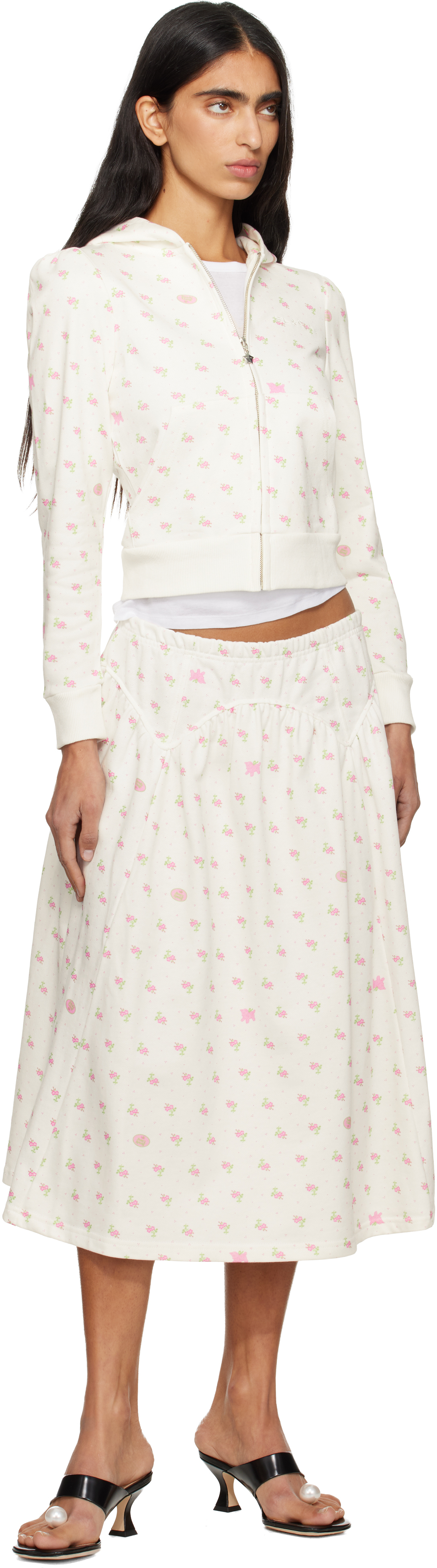 Sandy Liang White Houston Midi Skirt In White
