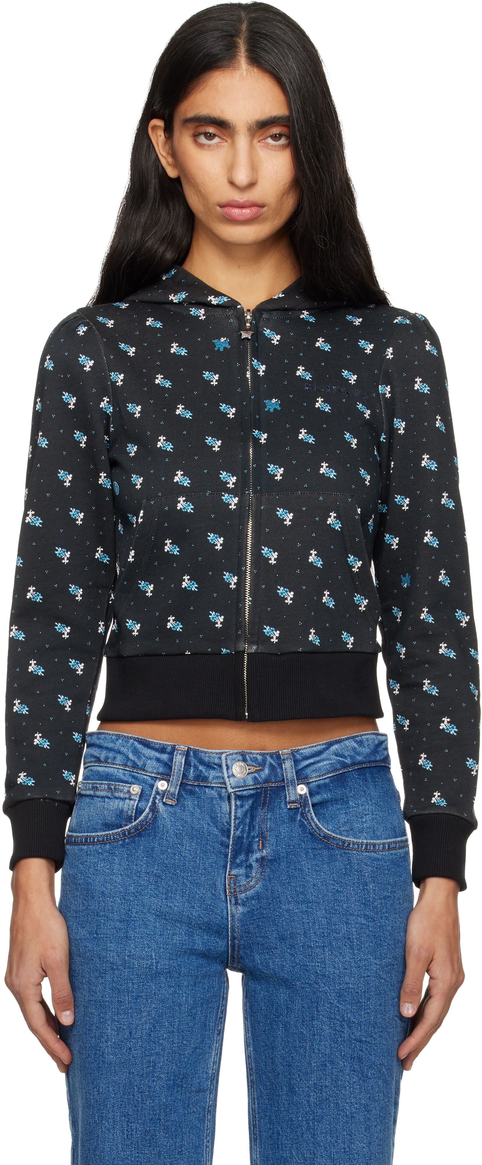 Sandy Liang Navy Cardamom Hoodie In Multi