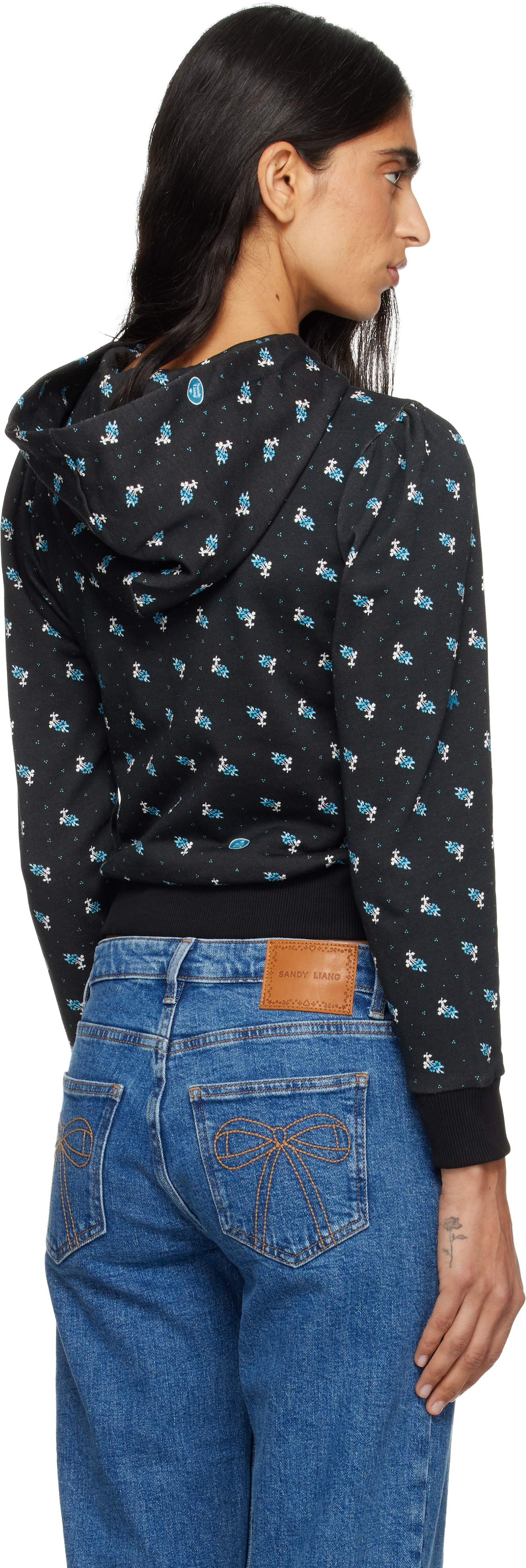 Sandy Liang Navy Cardamom Hoodie In Multi