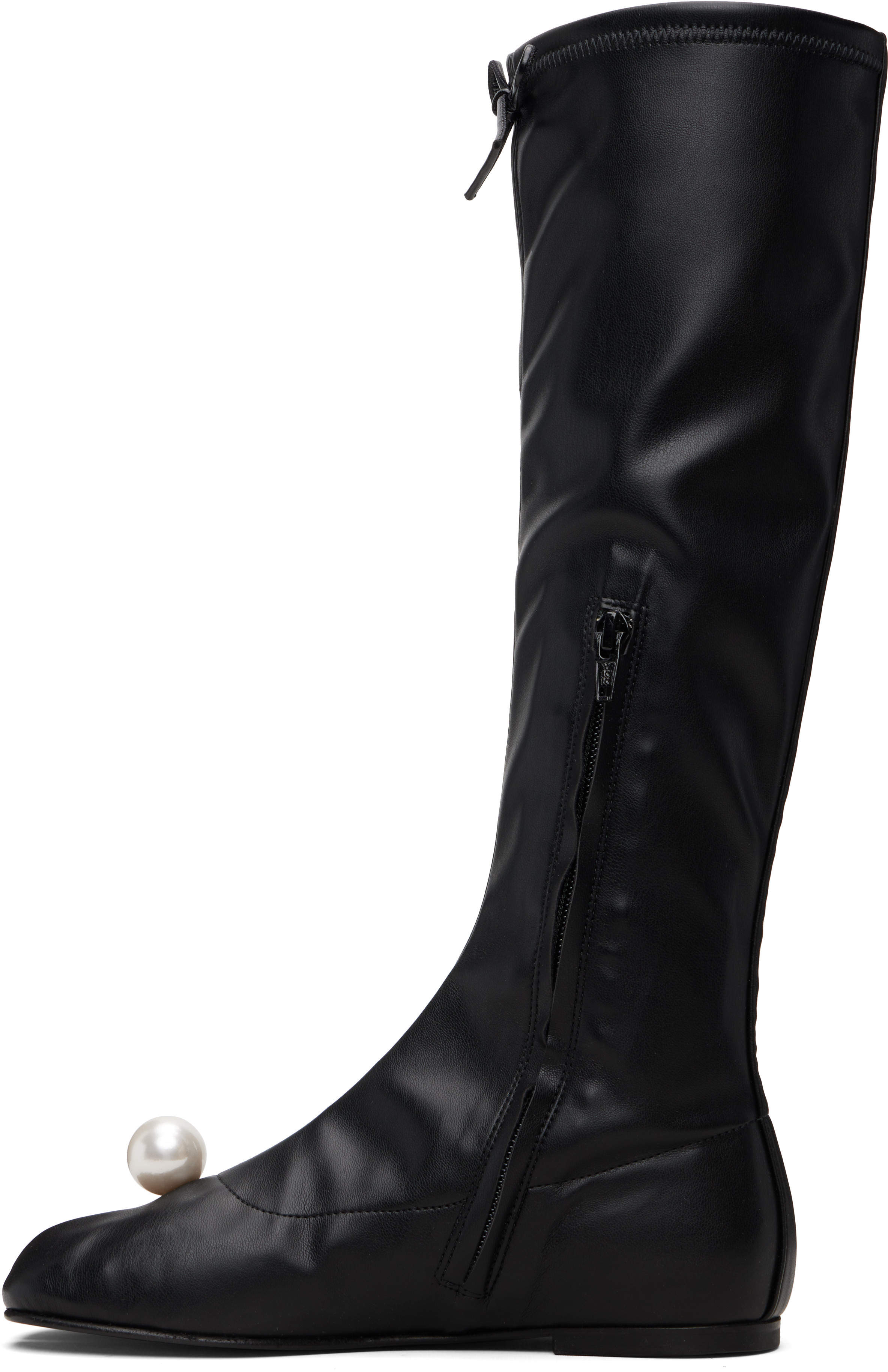 Sandy Liang Black Pearl Sock Boots In Black