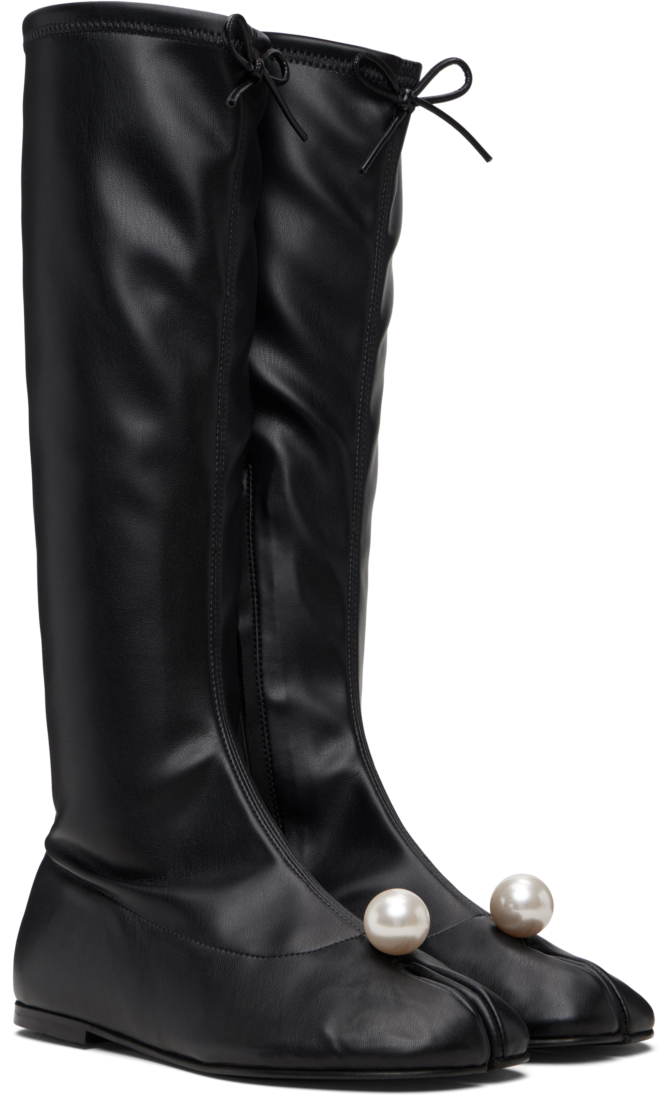 Sandy Liang Black Pearl Sock Boots In Black