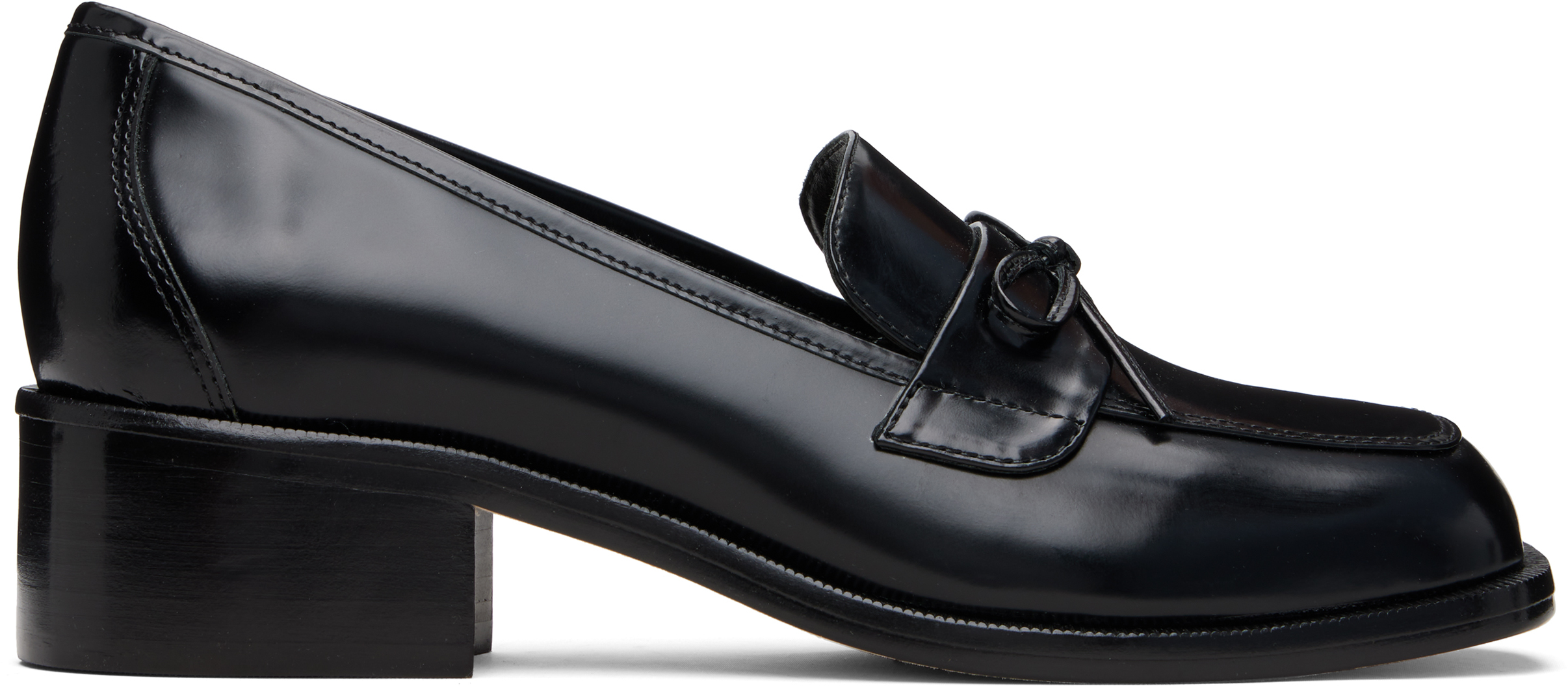 Sandy Liang Black Spazzolato Leather Loafers In Black