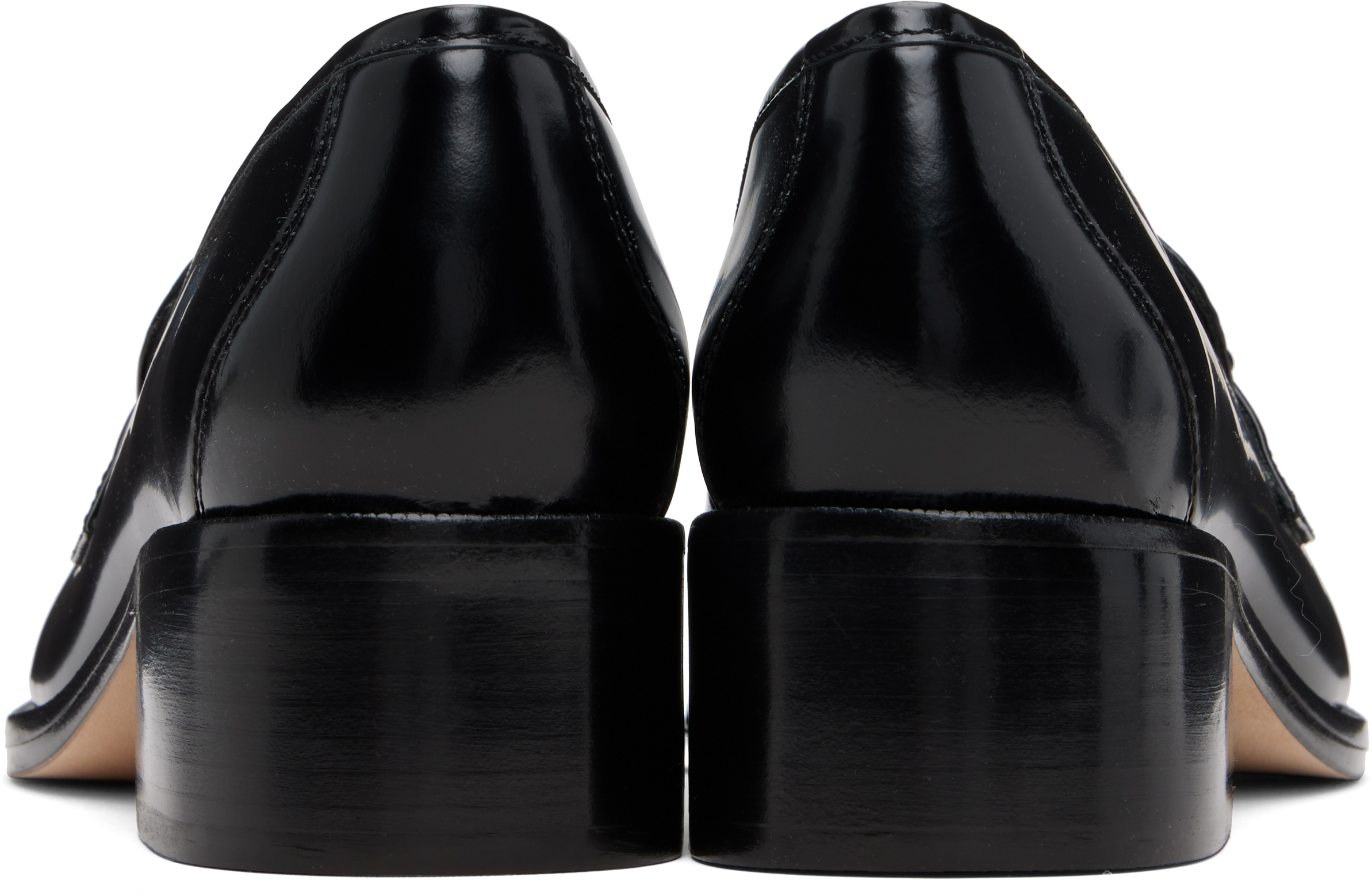 Sandy Liang Black Spazzolato Leather Loafers In Black