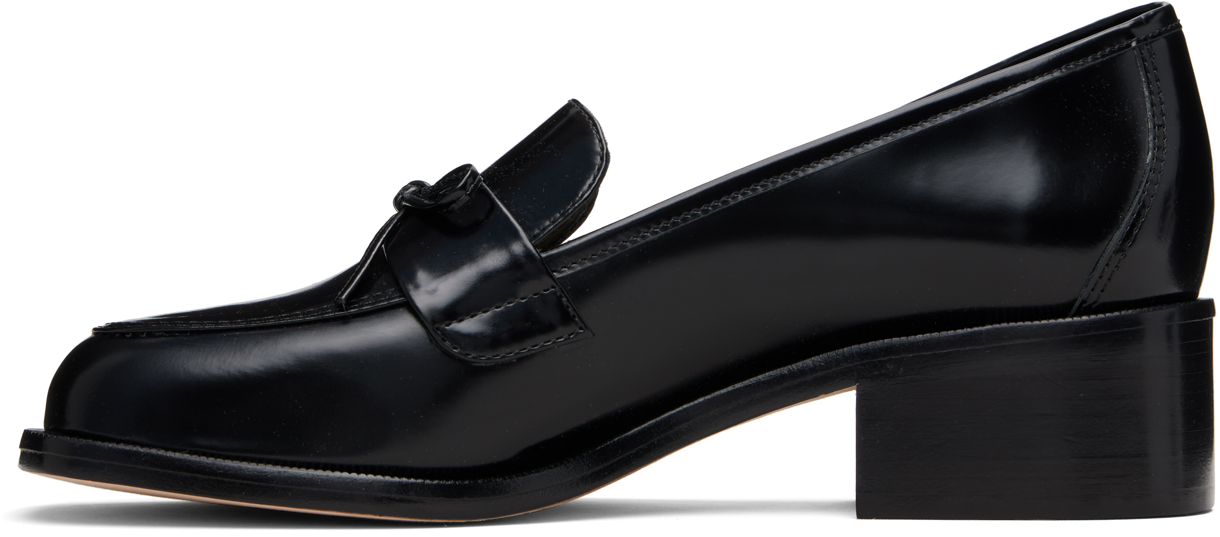 Sandy Liang Black Spazzolato Leather Loafers In Black