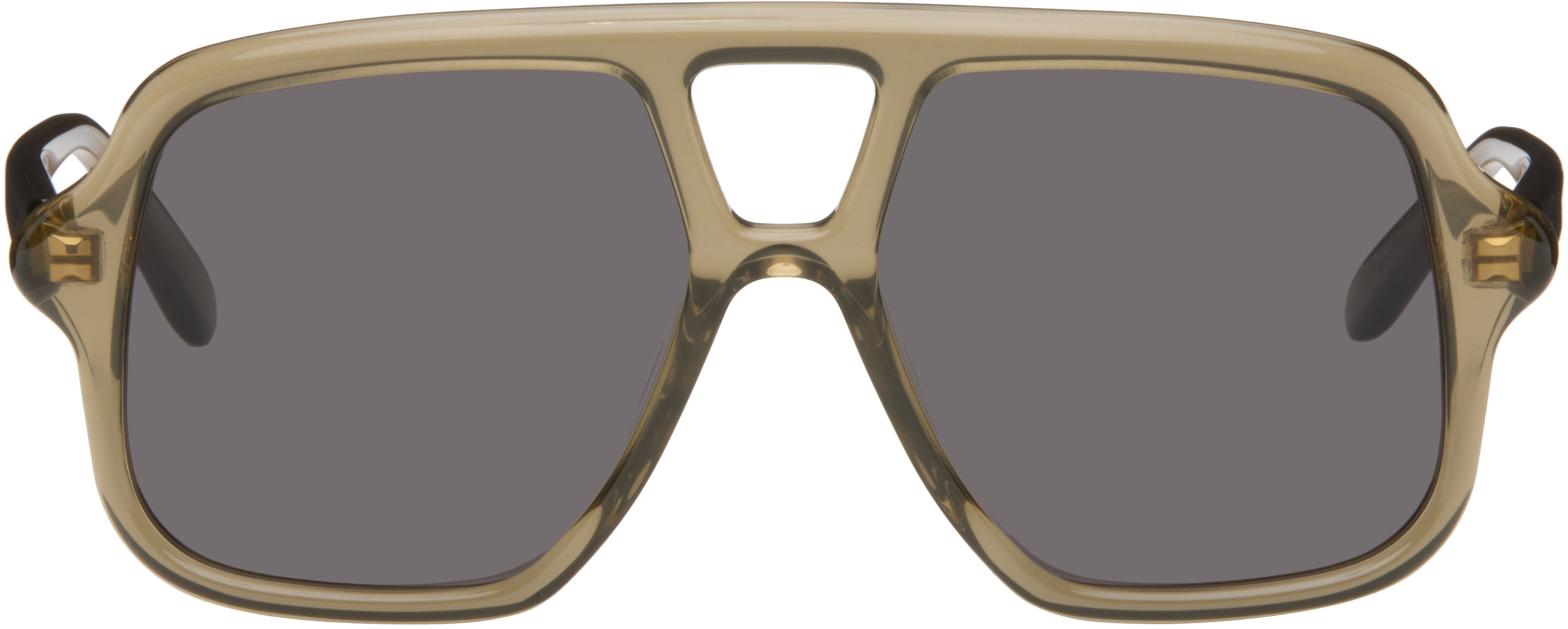 Khaki Aviator Slim Sunglasses