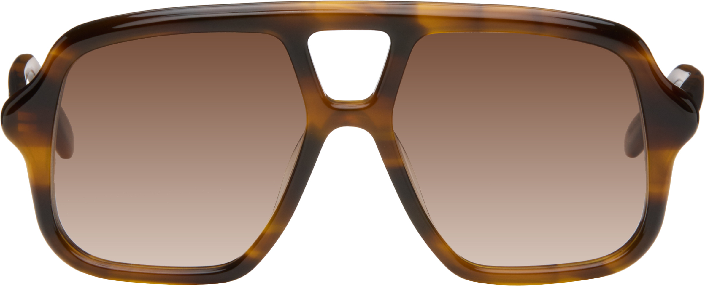 Brown Aviator Slim Sunglasses