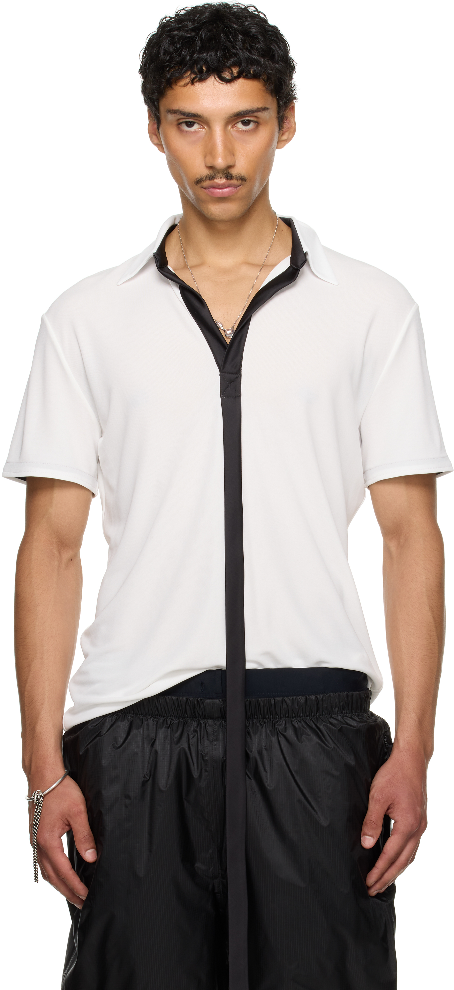 SSENSE Exclusive White Satin Strip Polo