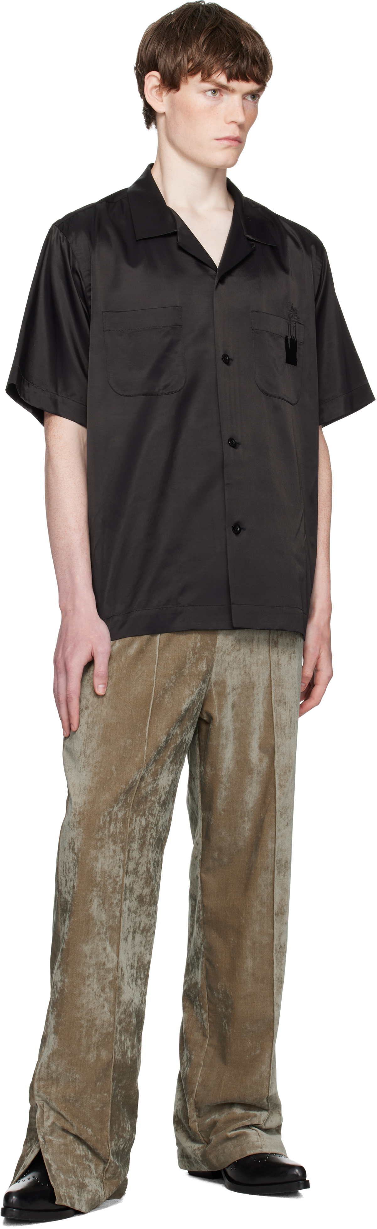 Toga Virilis カーキ ベルベット トラックパンツ In Green