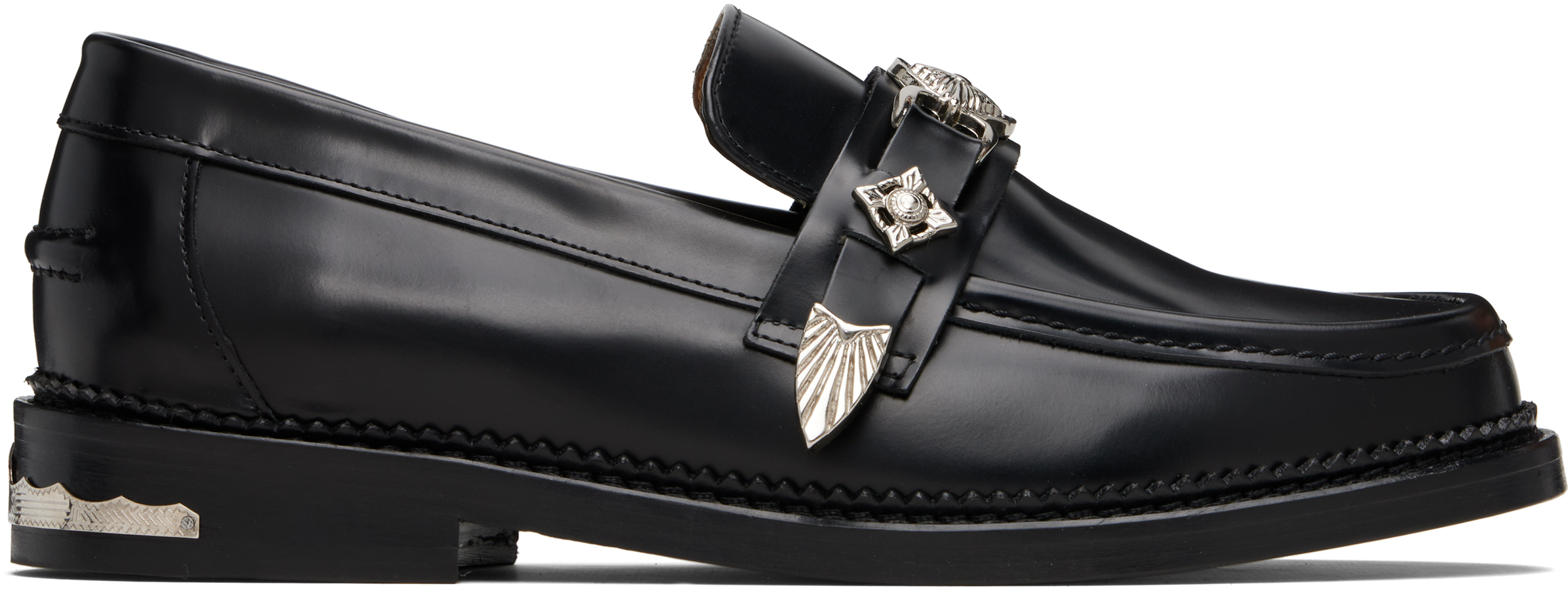 Toga Virilis Metallic-buckle Leather Loafers In Black