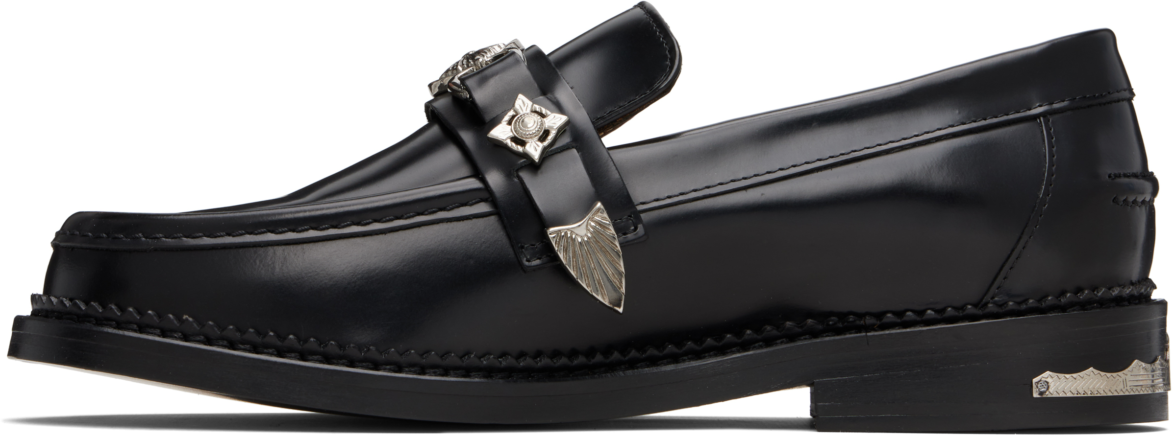 Toga Virilis Metallic-buckle Leather Loafers In Black