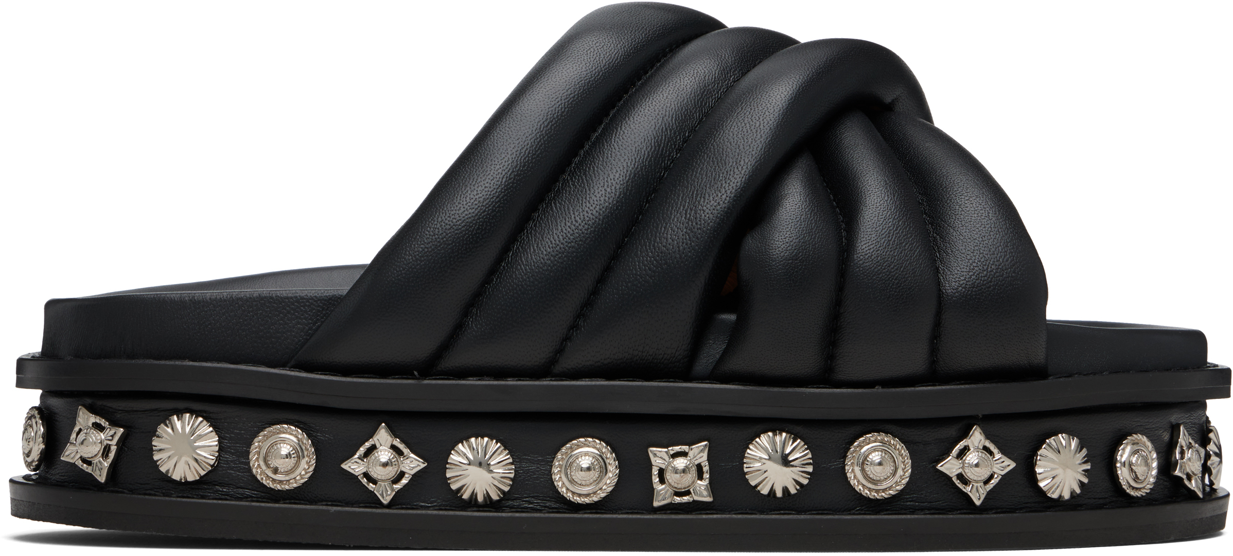 Toga Virilis Black Soft Leather Sandals In Black