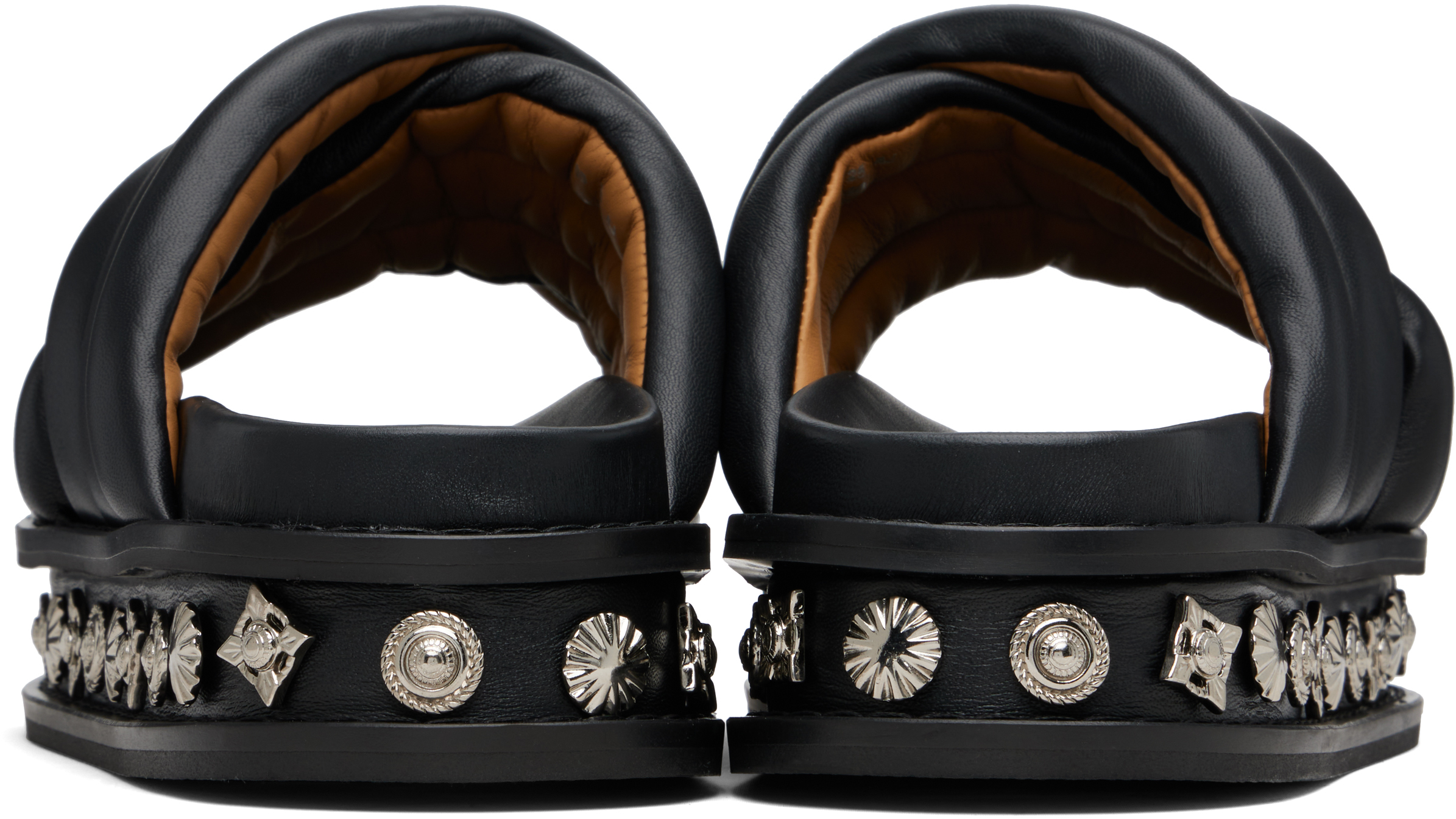 Toga Virilis Black Soft Leather Sandals In Black