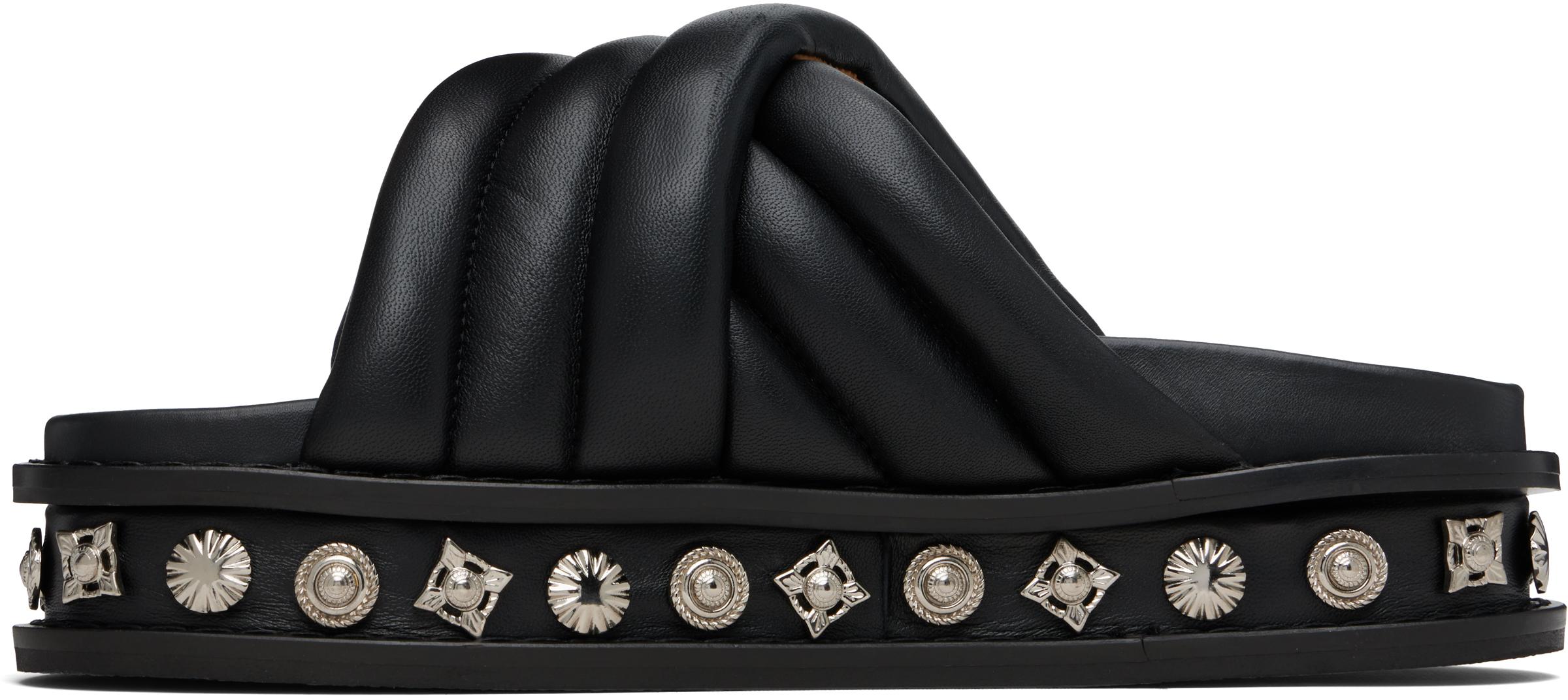 Toga Virilis Black Soft Leather Sandals In Black