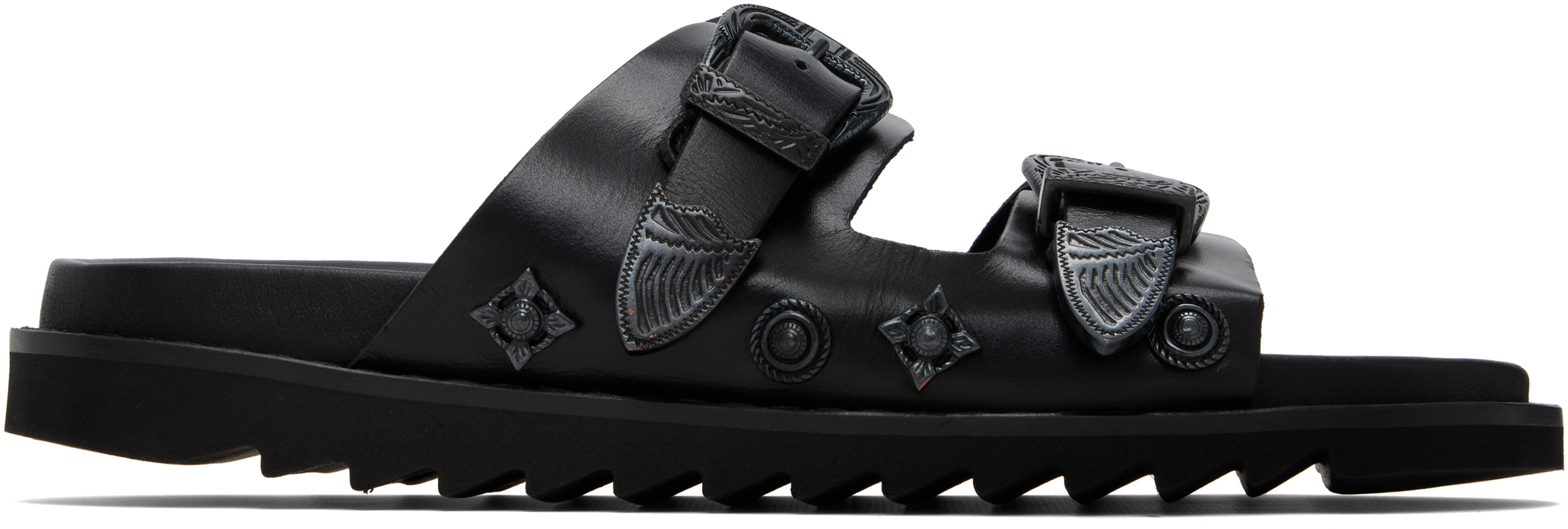 Toga Virilis Ssense Exclusive Black Buckle Sandals In Black