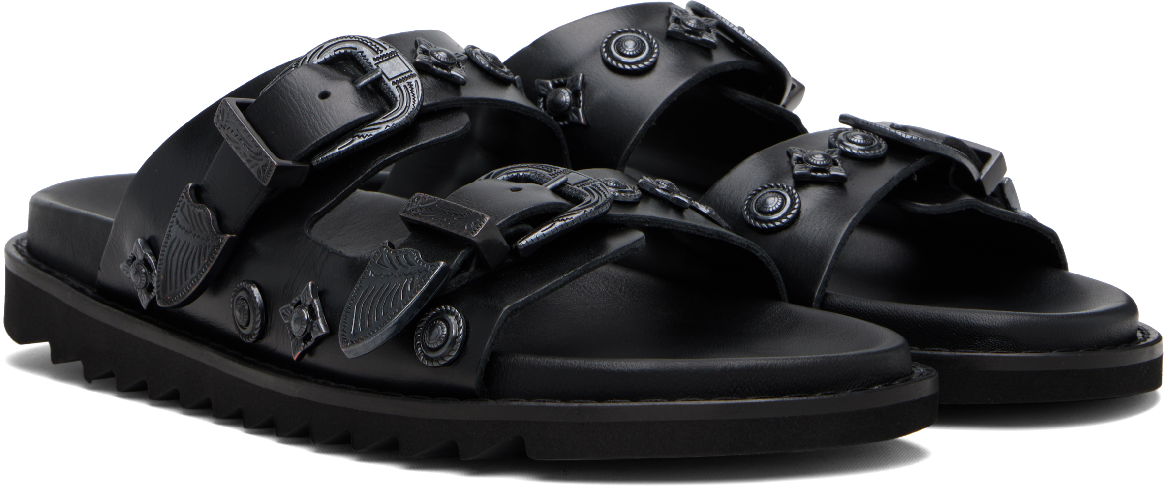 Toga Virilis Ssense Exclusive Black Buckle Sandals In Black