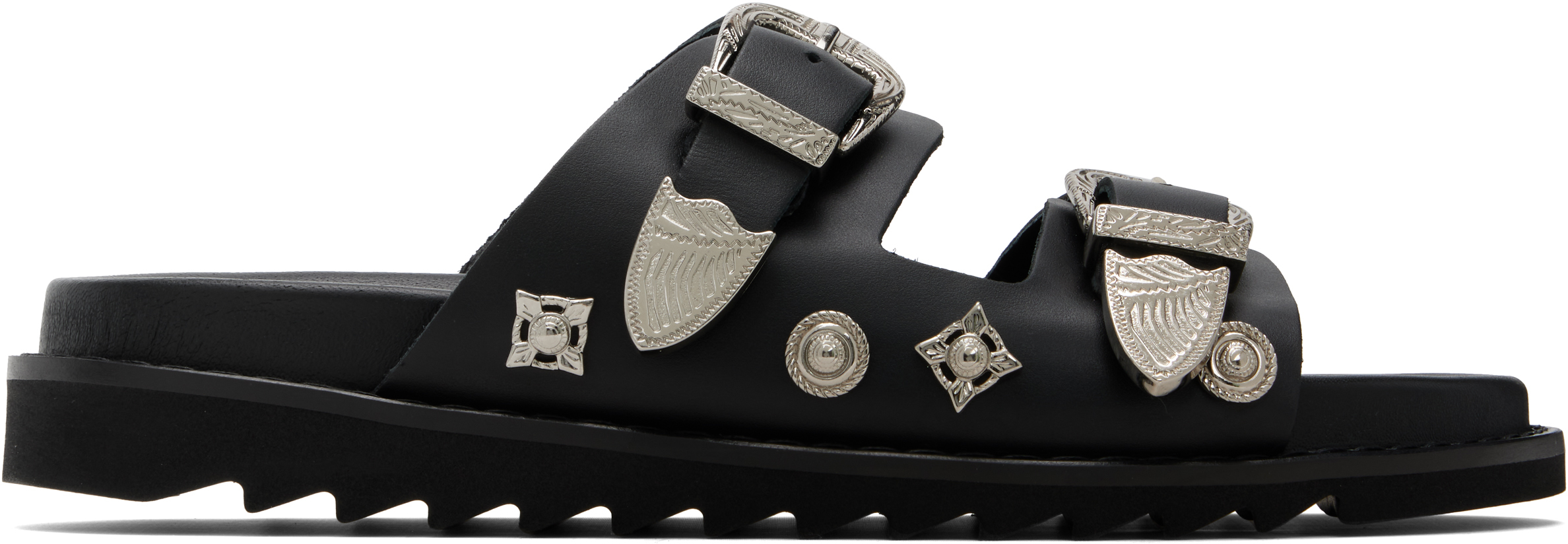 Toga Virilis Black Buckle Sandals In Black