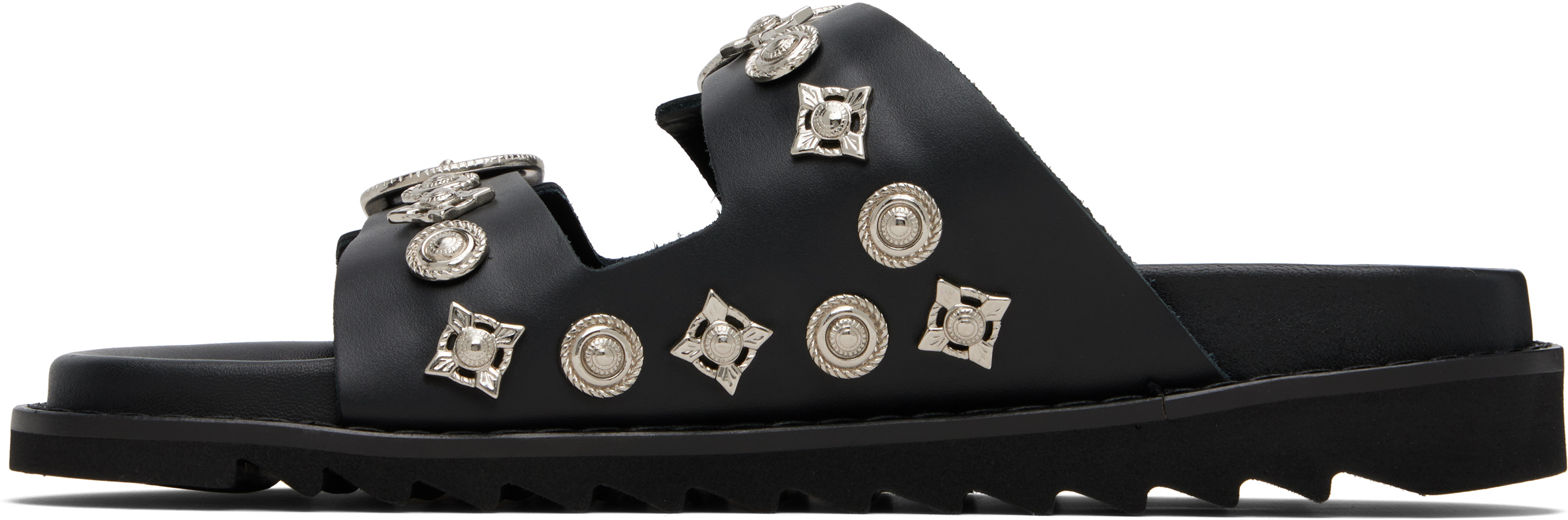 Toga Virilis Black Buckle Sandals In Black