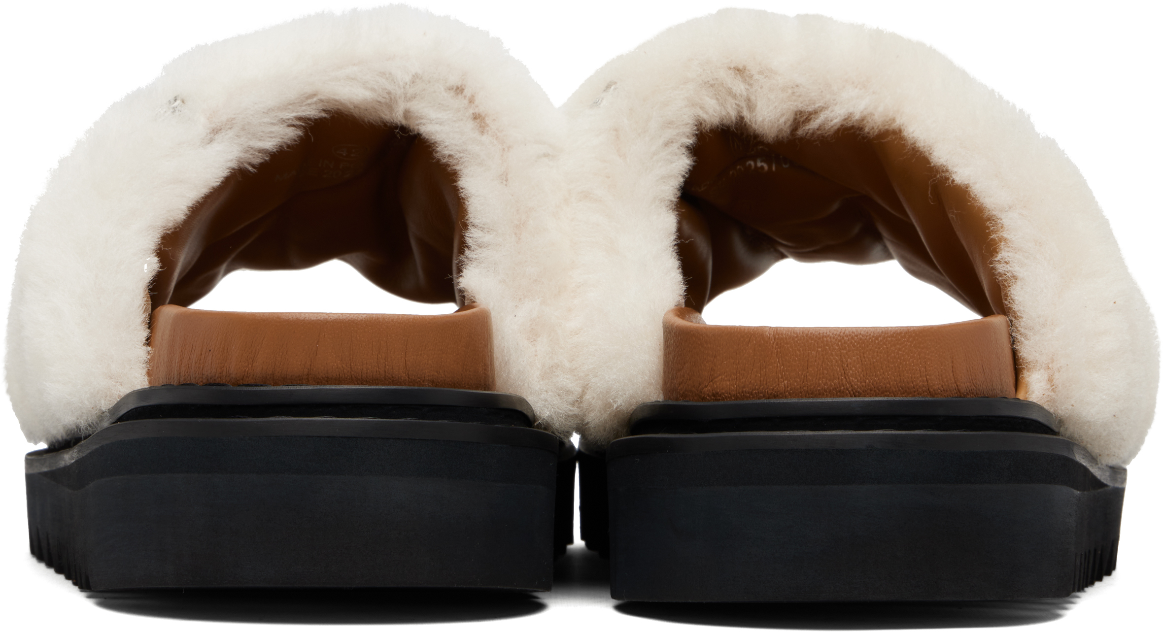 Toga Virilis Off-white Shearling Sandals In Neutral