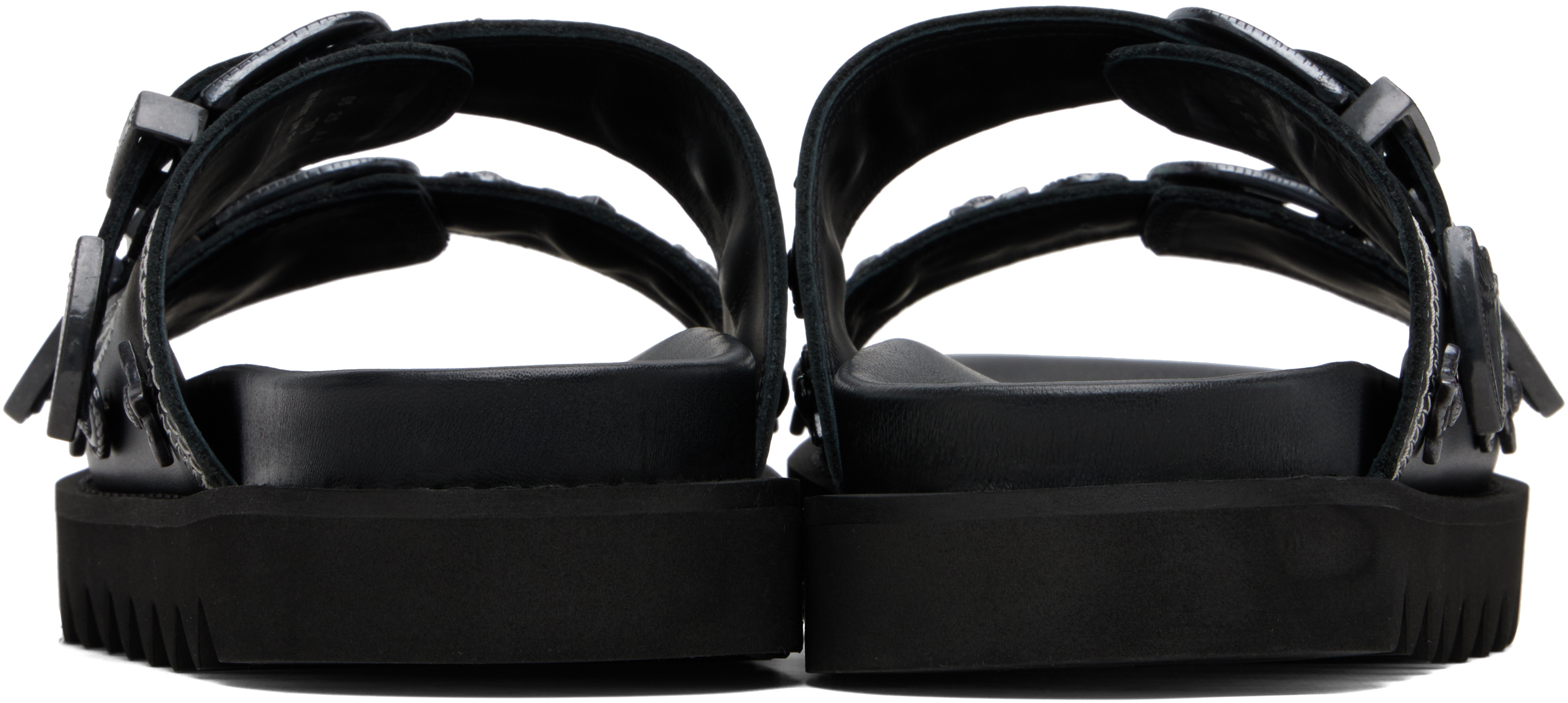 Toga Virilis Black Leather Sandals In Black