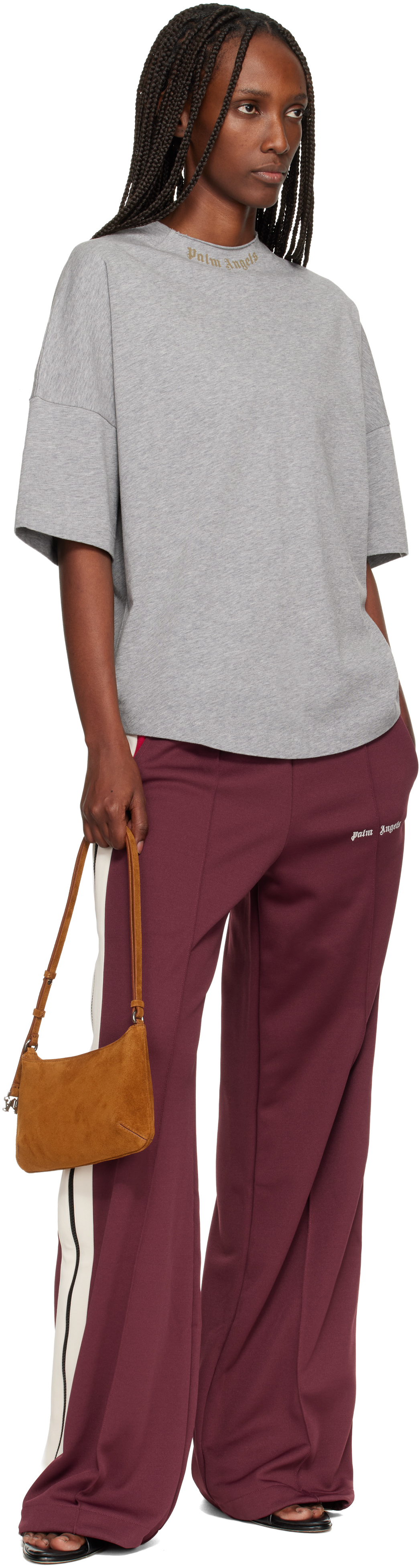 Palm Angels Tan Suede Giorgina Bag In Sand