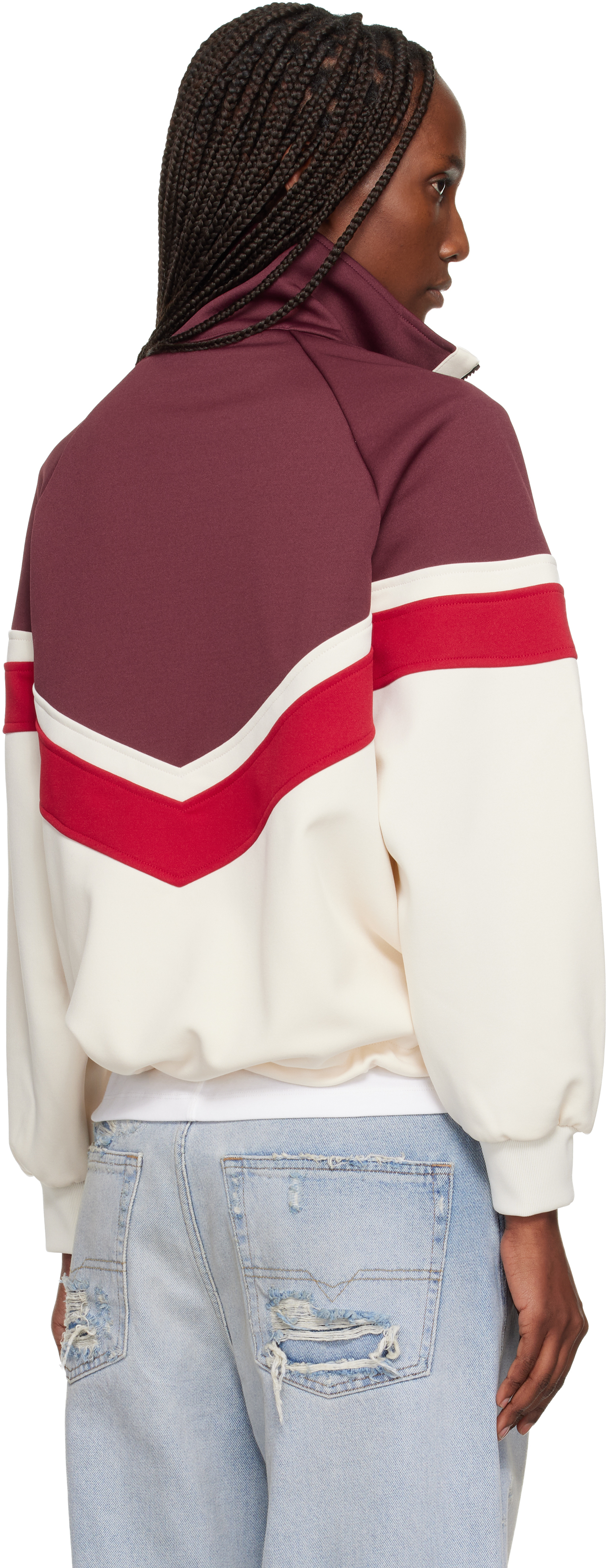 Palm Angels Burgundy & Off-white Colorblock Anorak Track Jacket In Red