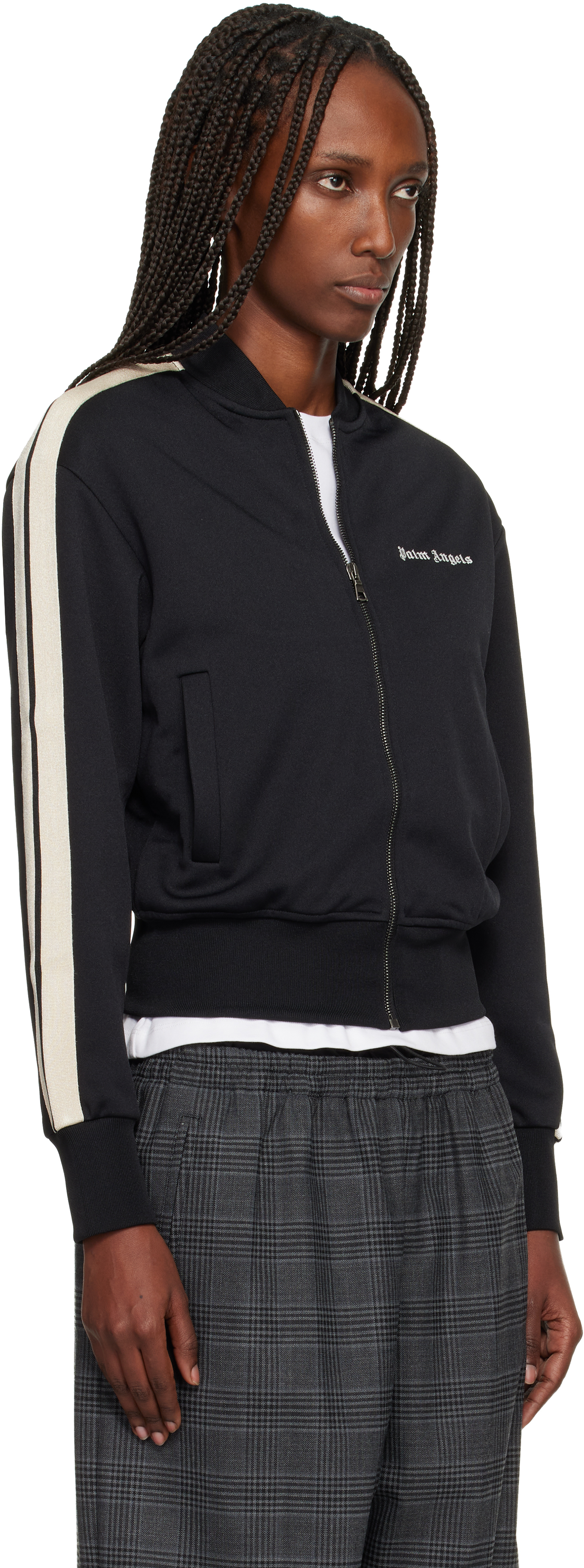 Palm Angels Black Classic Logo Track Bomber Jacket In Black