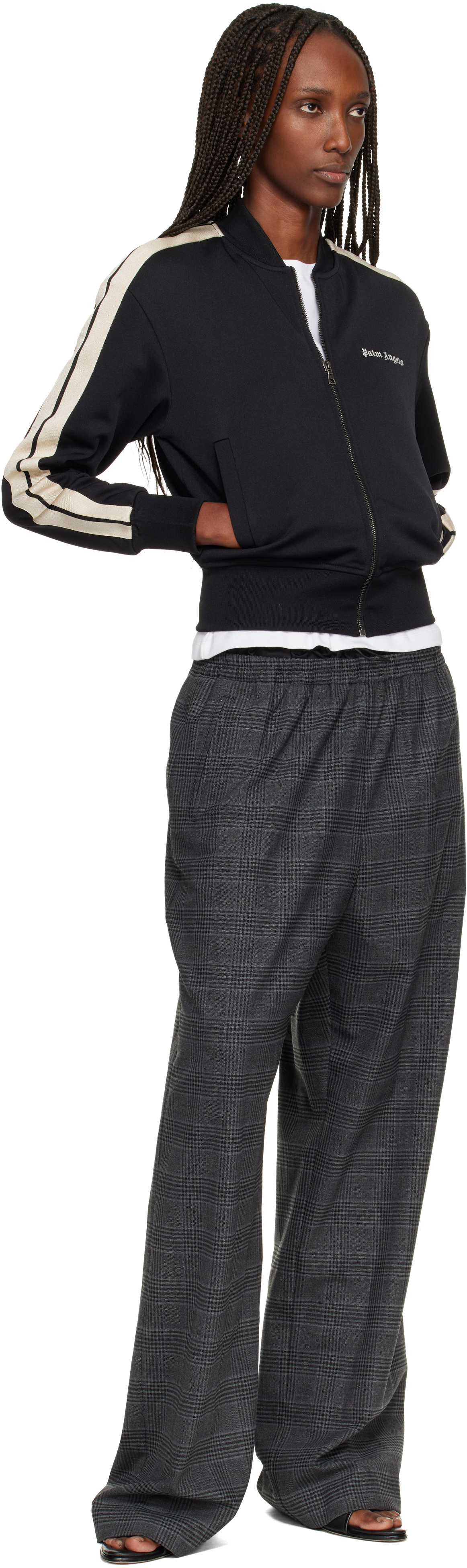 Palm Angels Black Classic Logo Track Bomber Jacket In Black