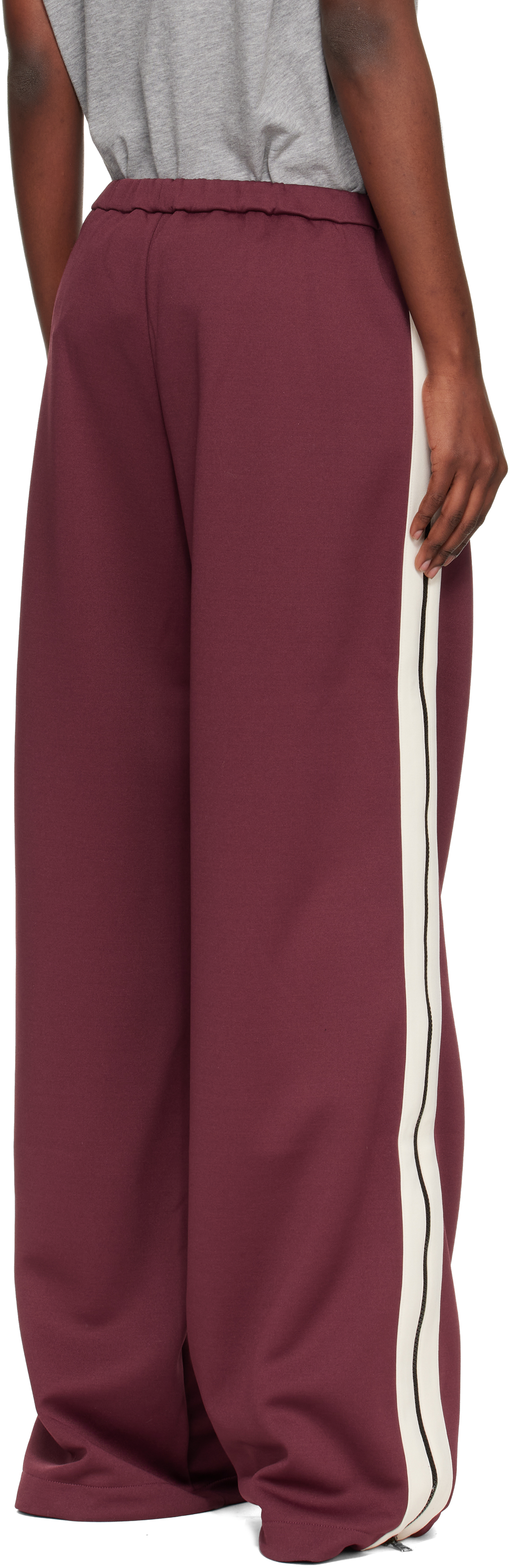 Palm Angels Burgundy Colorblock Zip Track Pants In Brown