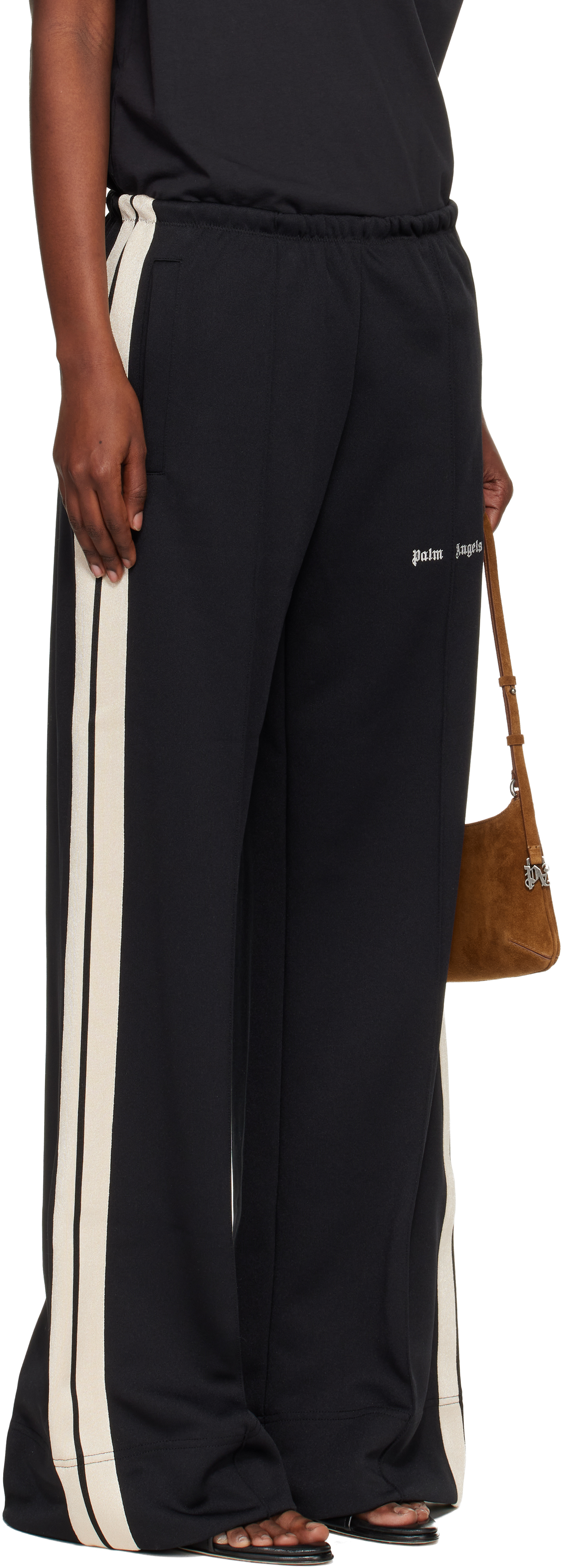 Palm Angels Black Classic Logo Track Loose Track Pants In Black