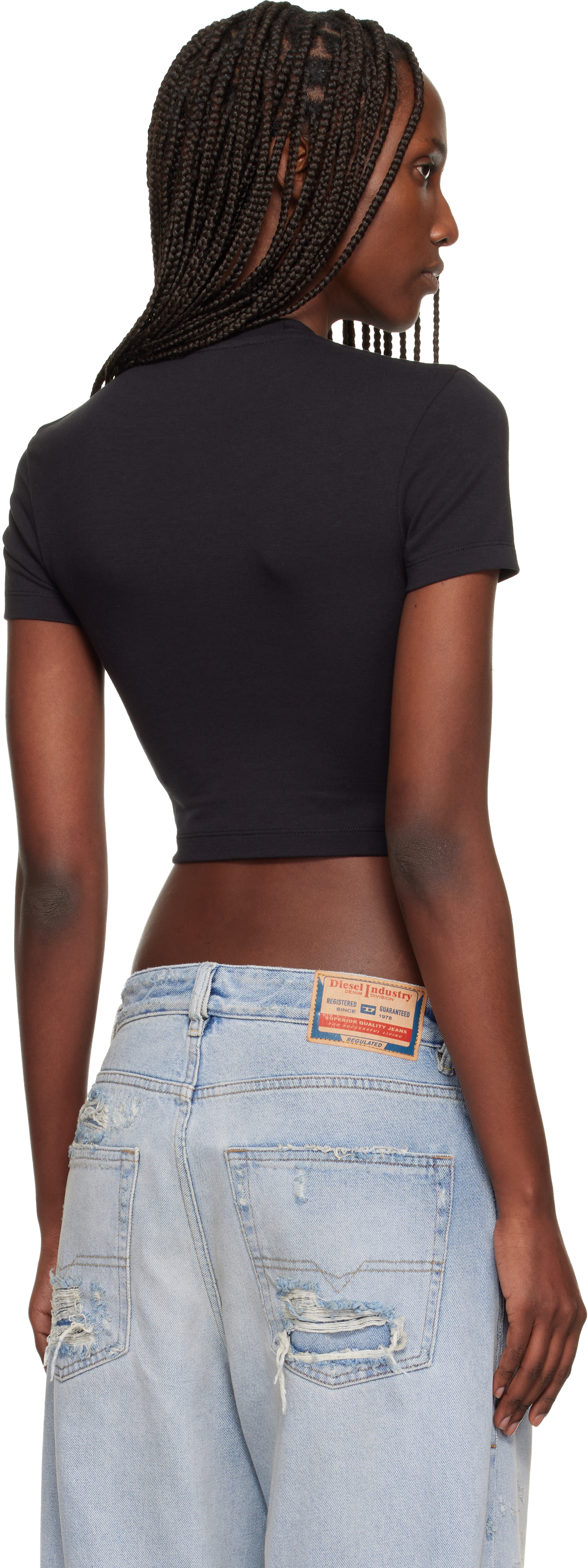 Palm Angels Cropped Black And White Logo T-shirt In Brown