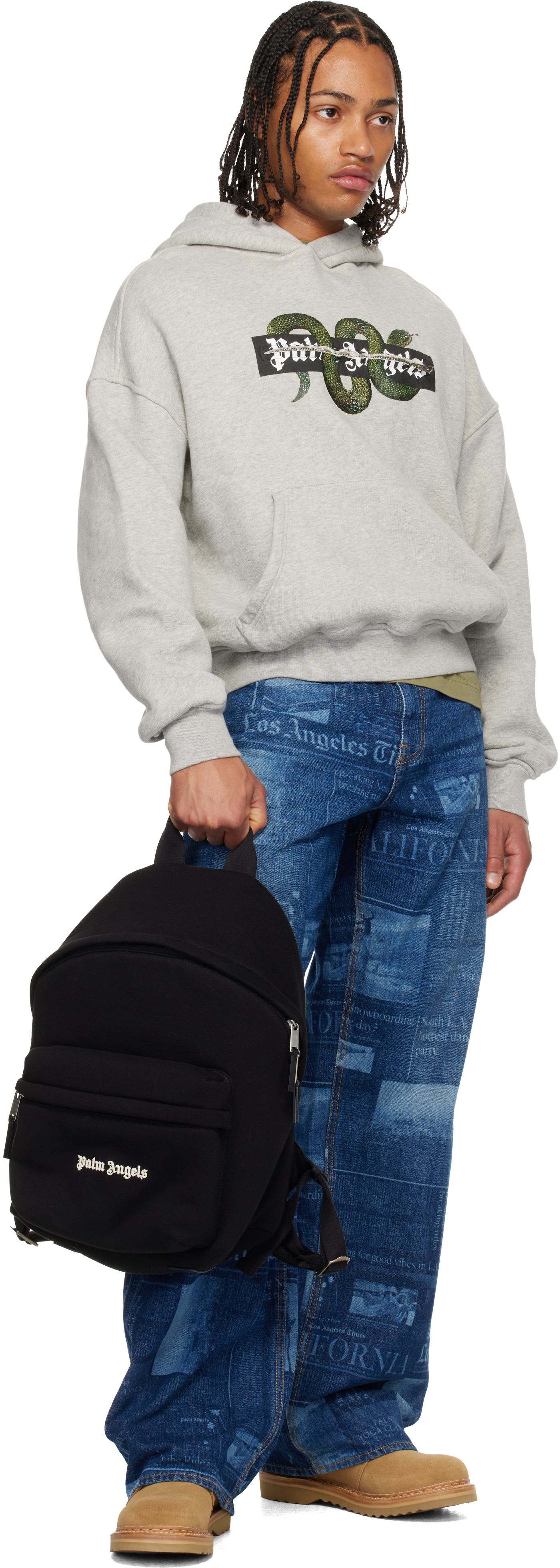 Palm Angels Versatile Backpack Featuring Adjustable Elements In Black