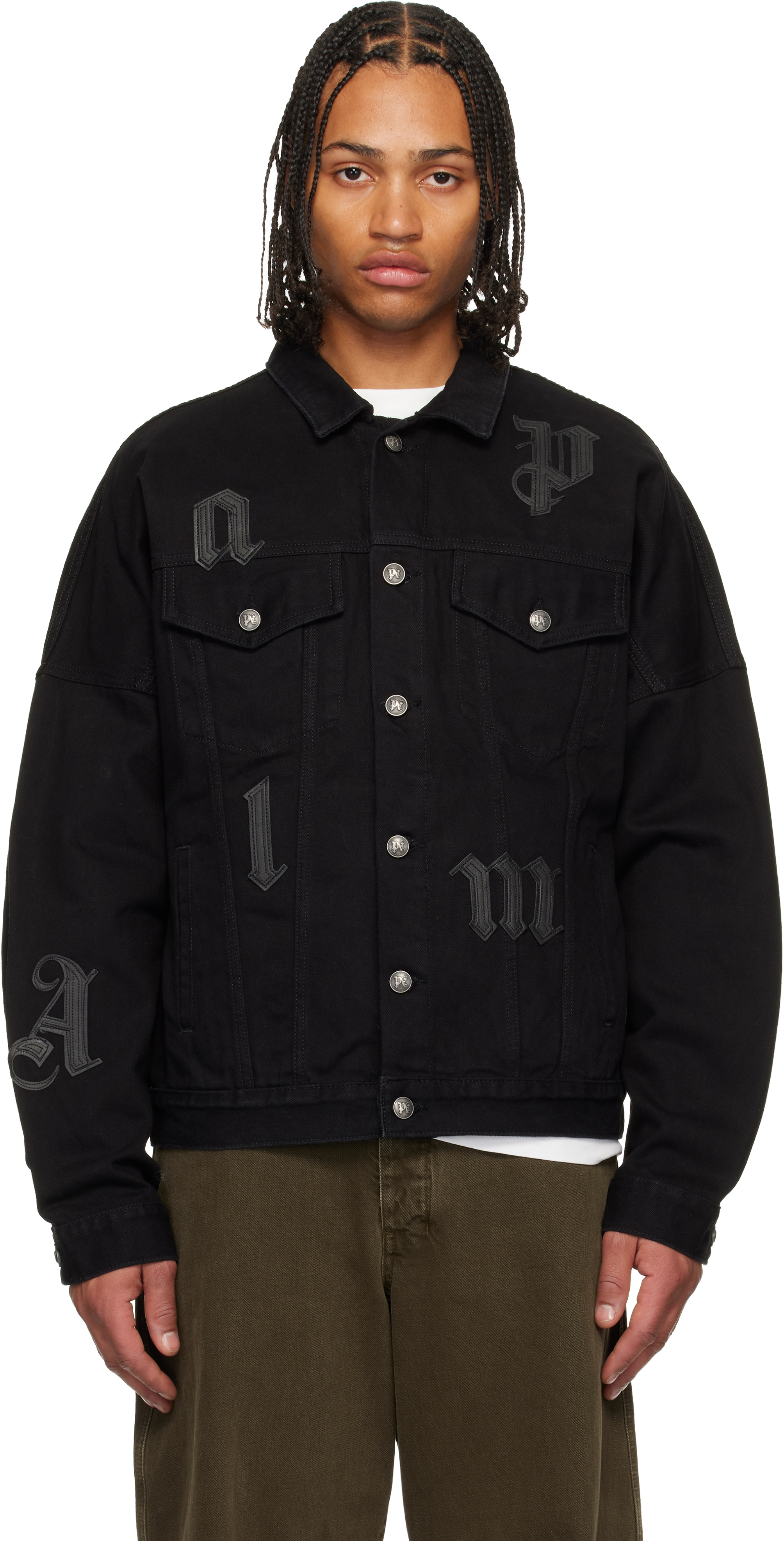 入手困難✨Y2K パームエンジェルス XL バックロゴ 黒デニムジャケット Palm Angels (パームエンジェルス) 20SS Shoulder Logo Denim Jacket