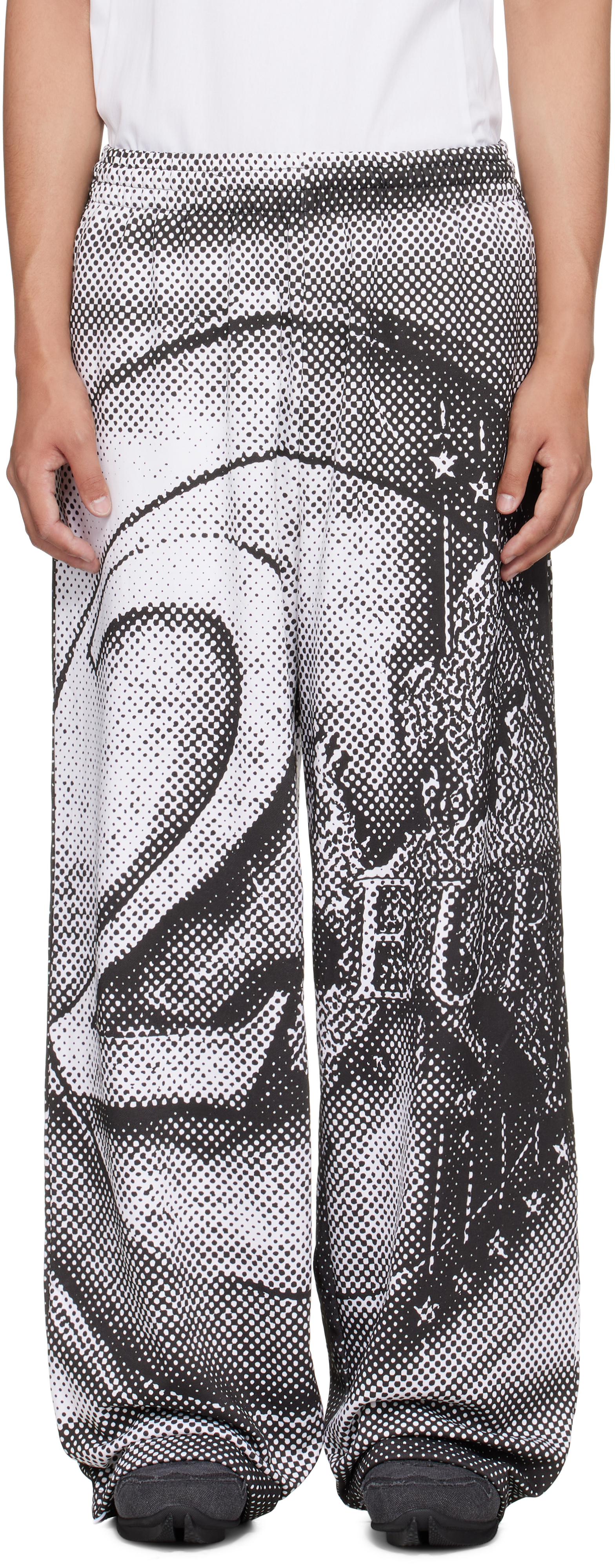 Gerrit Jacob Black & White Printed Sweatpants In Gray