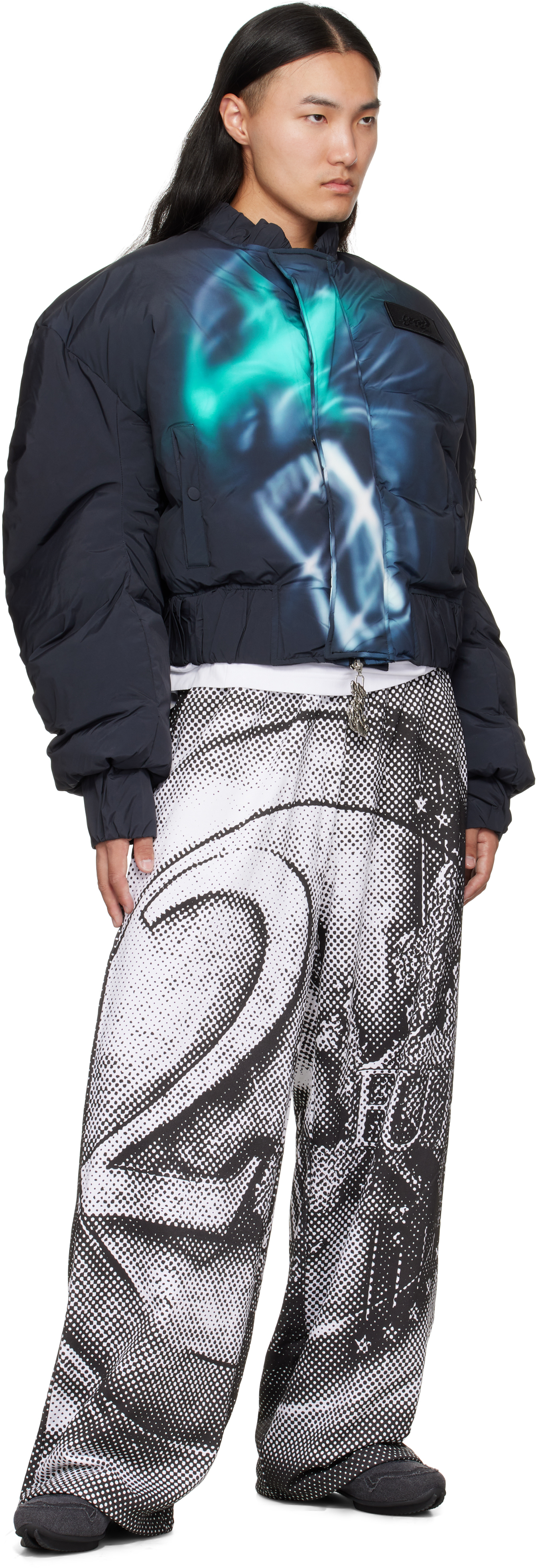 Gerrit Jacob Black & White Printed Sweatpants In Gray