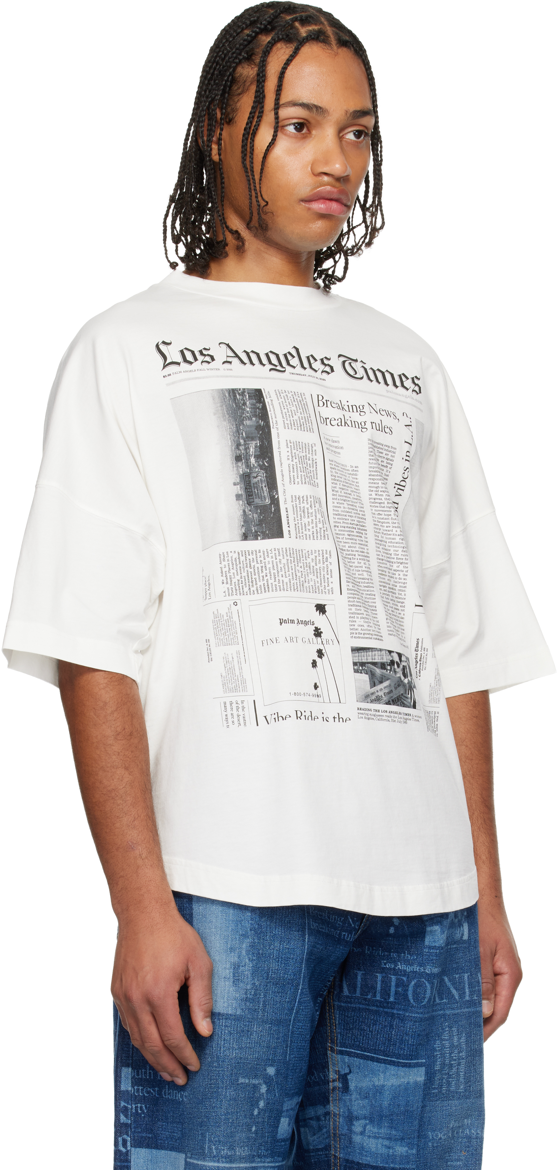 Palm Angels Paxlatimes News Over T-shirt In White